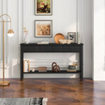 Retro Console Table with Drawers and Shelf for Living Room 8 Retro Console Table with Drawers and Shelf for Living Room