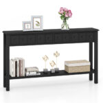 Retro Console Table with Drawers and Shelf for Living Room 11 Retro Console Table with Drawers and Shelf for Living Room