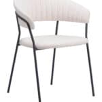 Cream Shearling Modern Dining Chair with Armrests and Steel Legs (Set of 2) 10 Cream Shearling Modern Dining Chair with Armrests and Steel Legs (Set of 2)