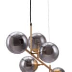 Gold-Plated Ceiling Lamp with Smoked Glass Shades 23 Gold-Plated Ceiling Lamp with Smoked Glass Shades