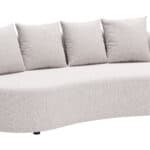 Beige Outdoor Sofa with Aluminum Frame and Weather Resistant Cushions