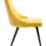 Yellow Velvet Tufted Side Chair with Brass Legs (Set of 2) 14 Yellow Velvet Tufted Side Chair with Brass Legs (Set of 2)