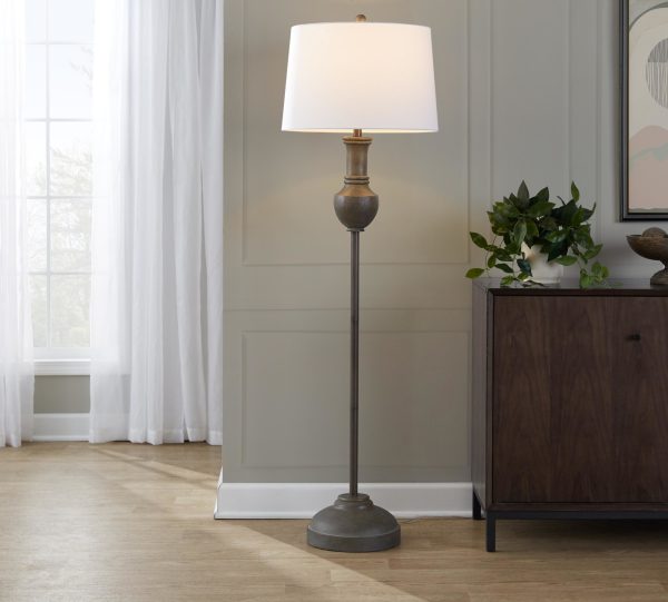 61 Griffin Contemporary Acid Grey Wood Floor Lamp