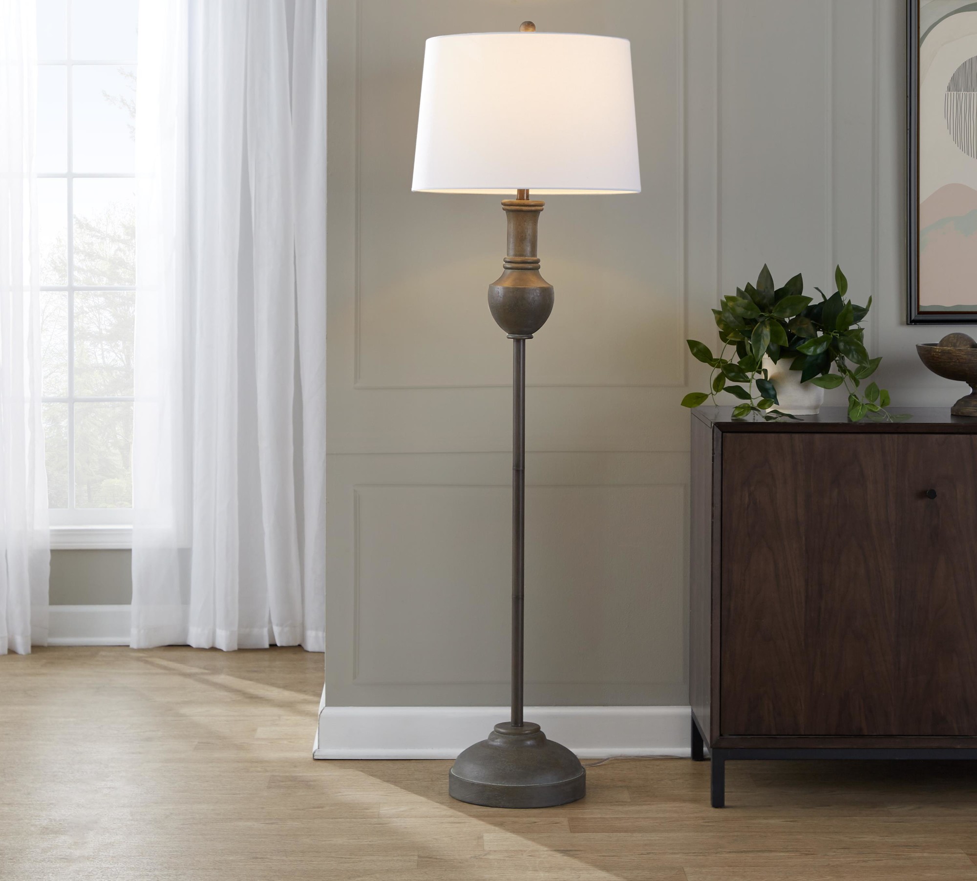 61" Griffin Contemporary Acid Grey Wood Floor Lamp 1 61" Griffin Contemporary Acid Grey Wood Floor Lamp