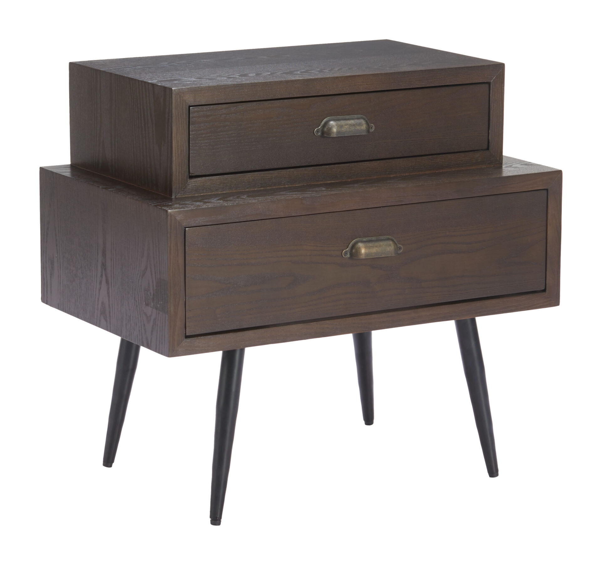 Modern Brown MDF Side Table with Drawers and Rubber Feet 1 Modern Brown MDF Side Table with Drawers and Rubber Feet
