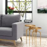 Round Antique Gold Accent Tables with Rimmed Top (Set of 2)