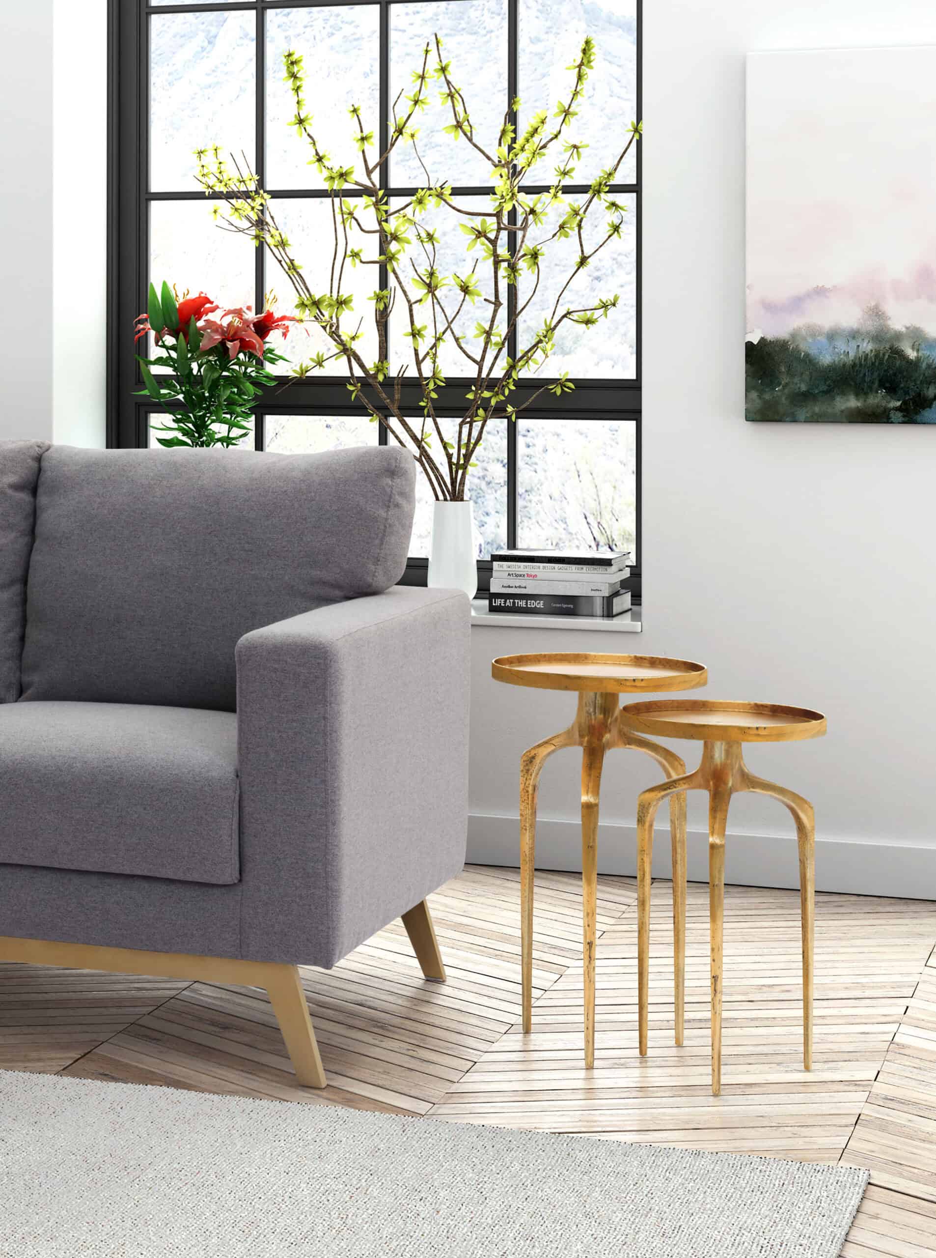 Round Antique Gold Accent Tables with Rimmed Top (Set of 2) 11 Round Antique Gold Accent Tables with Rimmed Top (Set of 2)