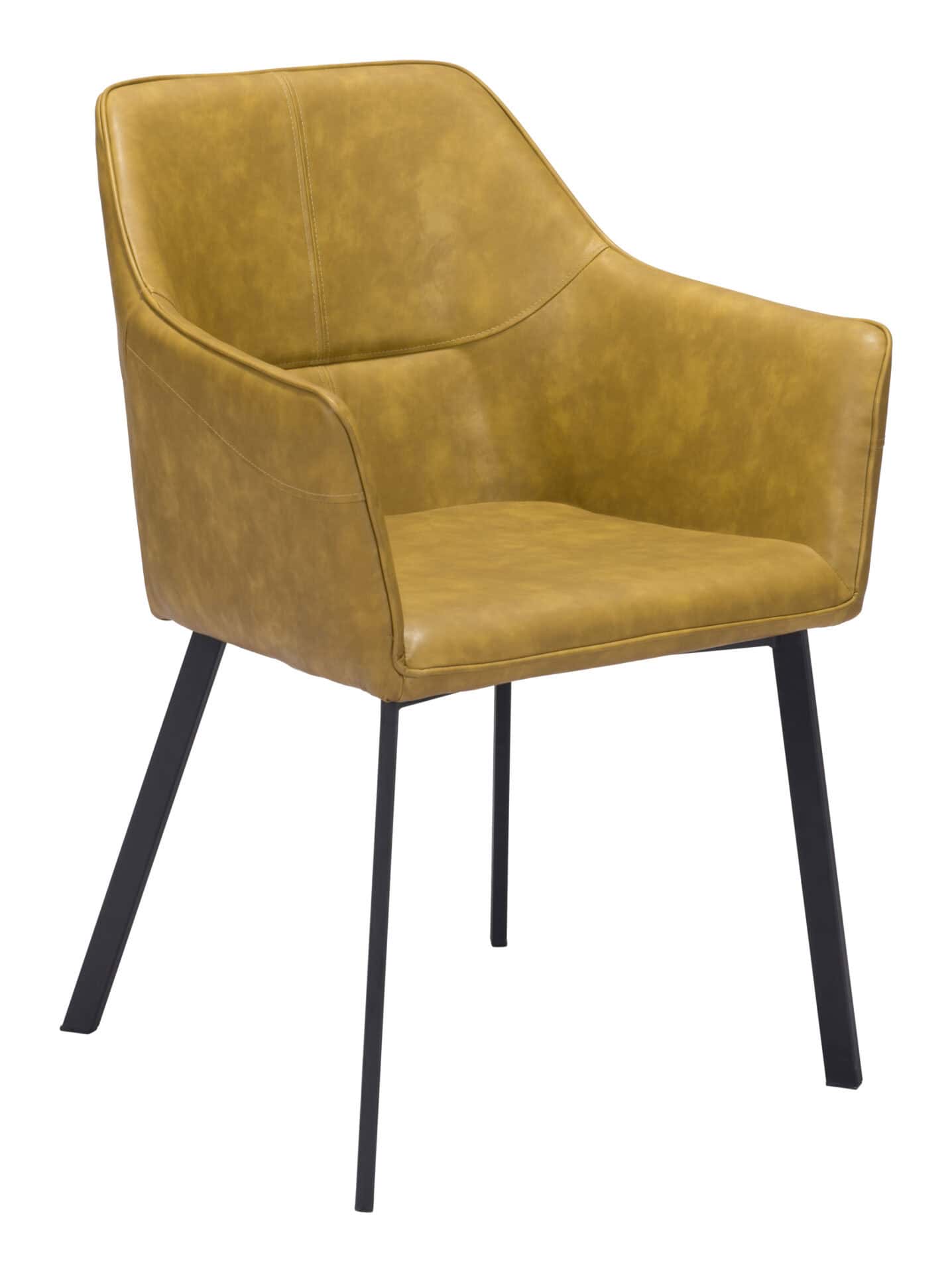 Yellow Mid-Century Modern Vinyl Armchair with Armrests (Set of 2) 3 Yellow Mid-Century Modern Vinyl Armchair with Armrests (Set of 2) - Image 3