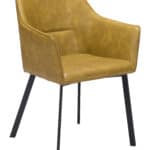 Yellow Mid-Century Modern Vinyl Armchair with Armrests (Set of 2) 12 Yellow Mid-Century Modern Vinyl Armchair with Armrests (Set of 2)