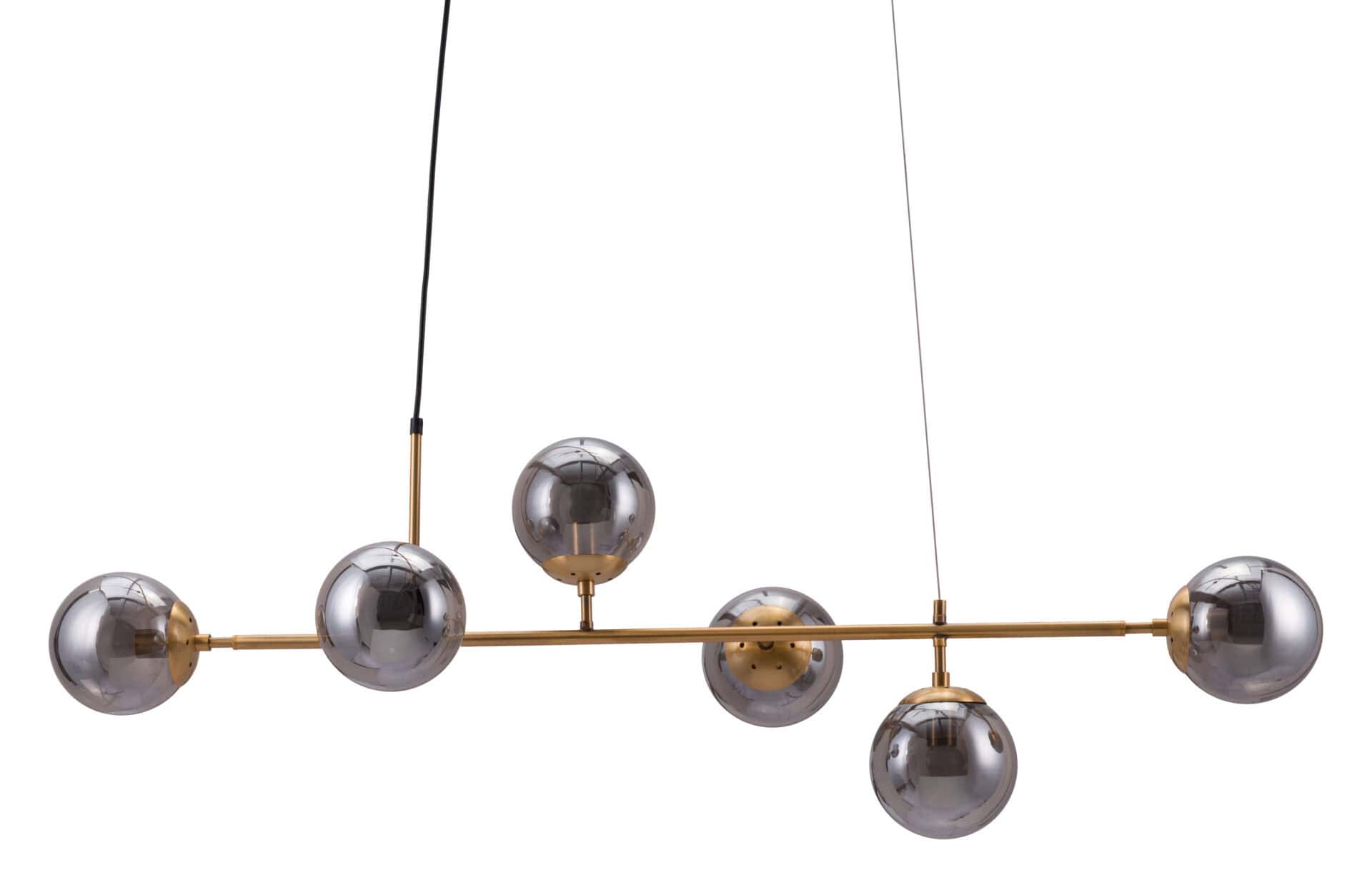 Gold-Plated Ceiling Lamp with Smoked Glass Shades 11 Gold-Plated Ceiling Lamp with Smoked Glass Shades - Image 11