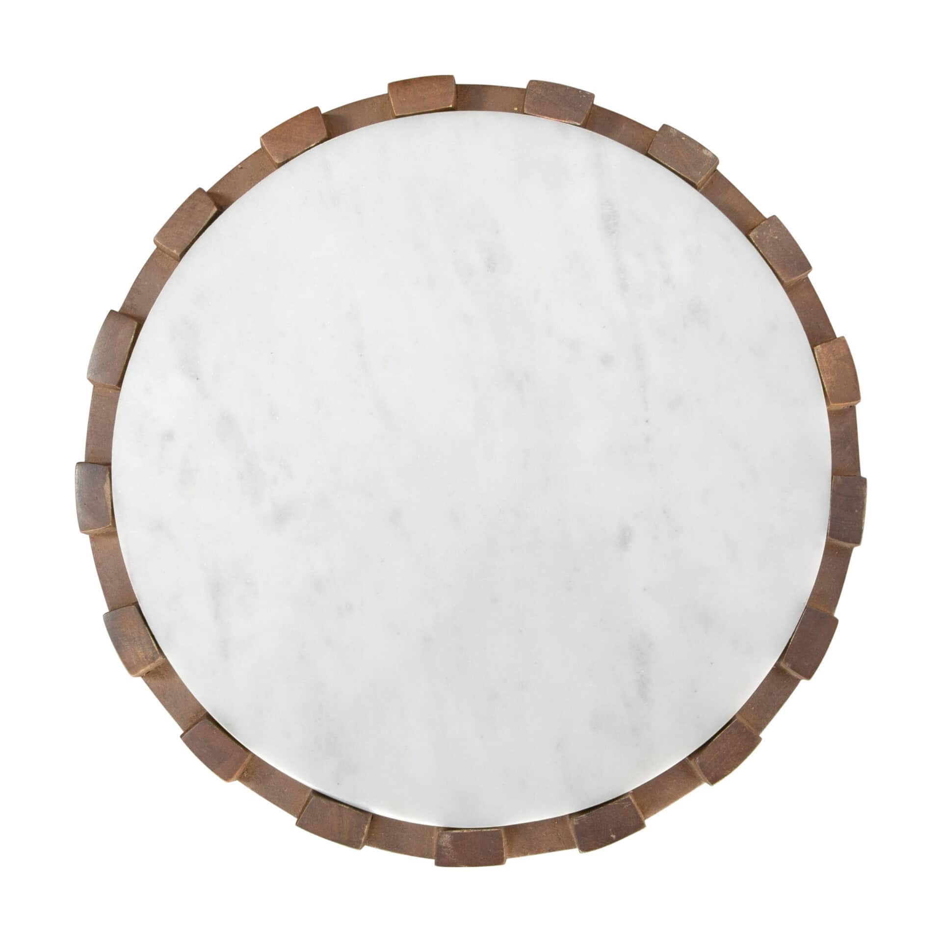 Natural Wood and Marble Round Drink Table for Small Spaces 5 Natural Wood and Marble Round Drink Table for Small Spaces - Image 5