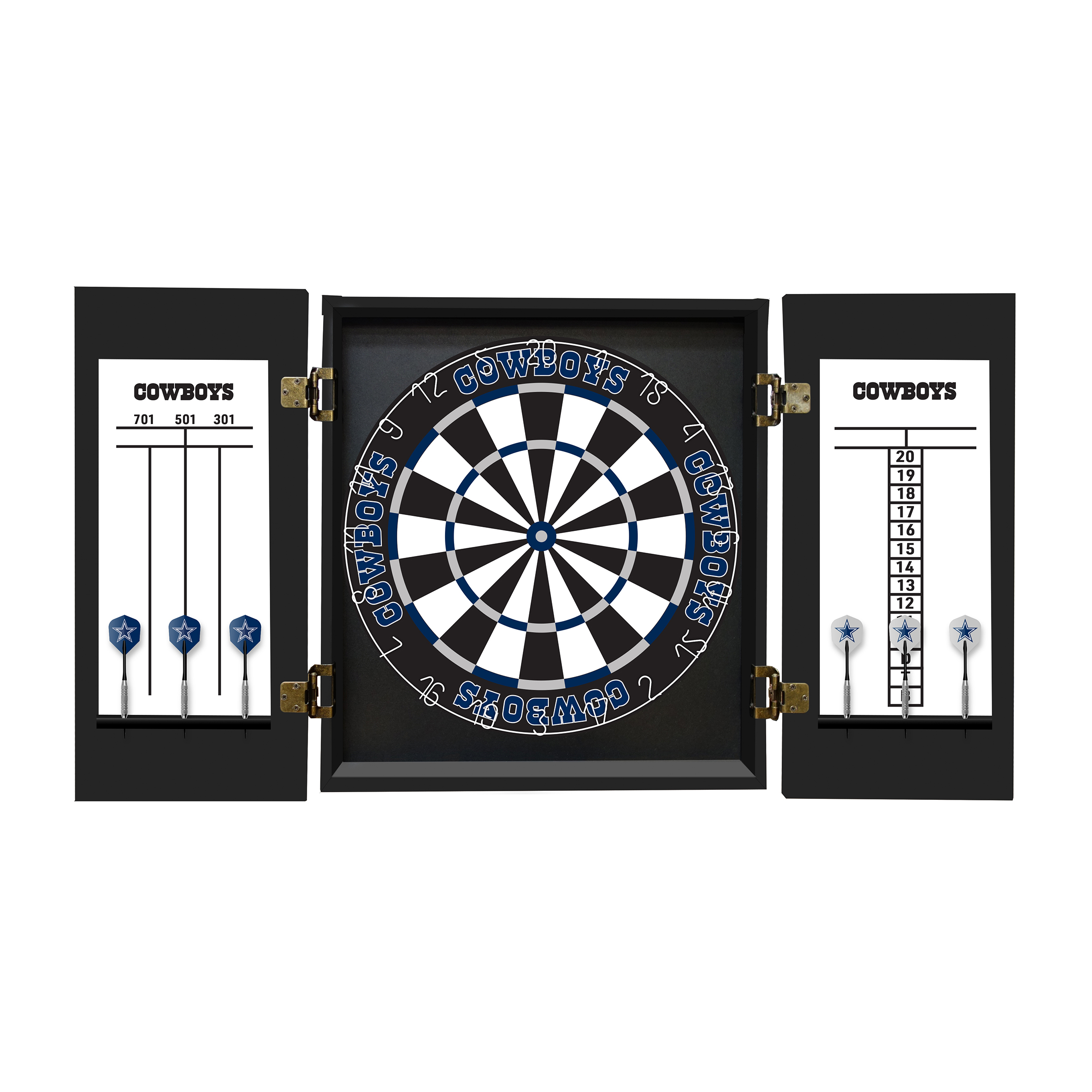 dallas cowboys bristle dartboard cabinet set