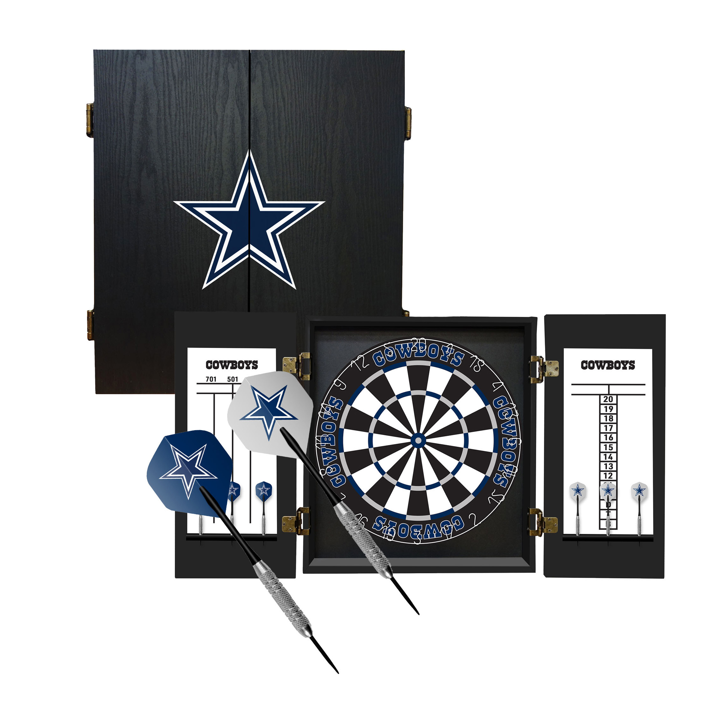 dallas cowboys bristle dartboard cabinet set