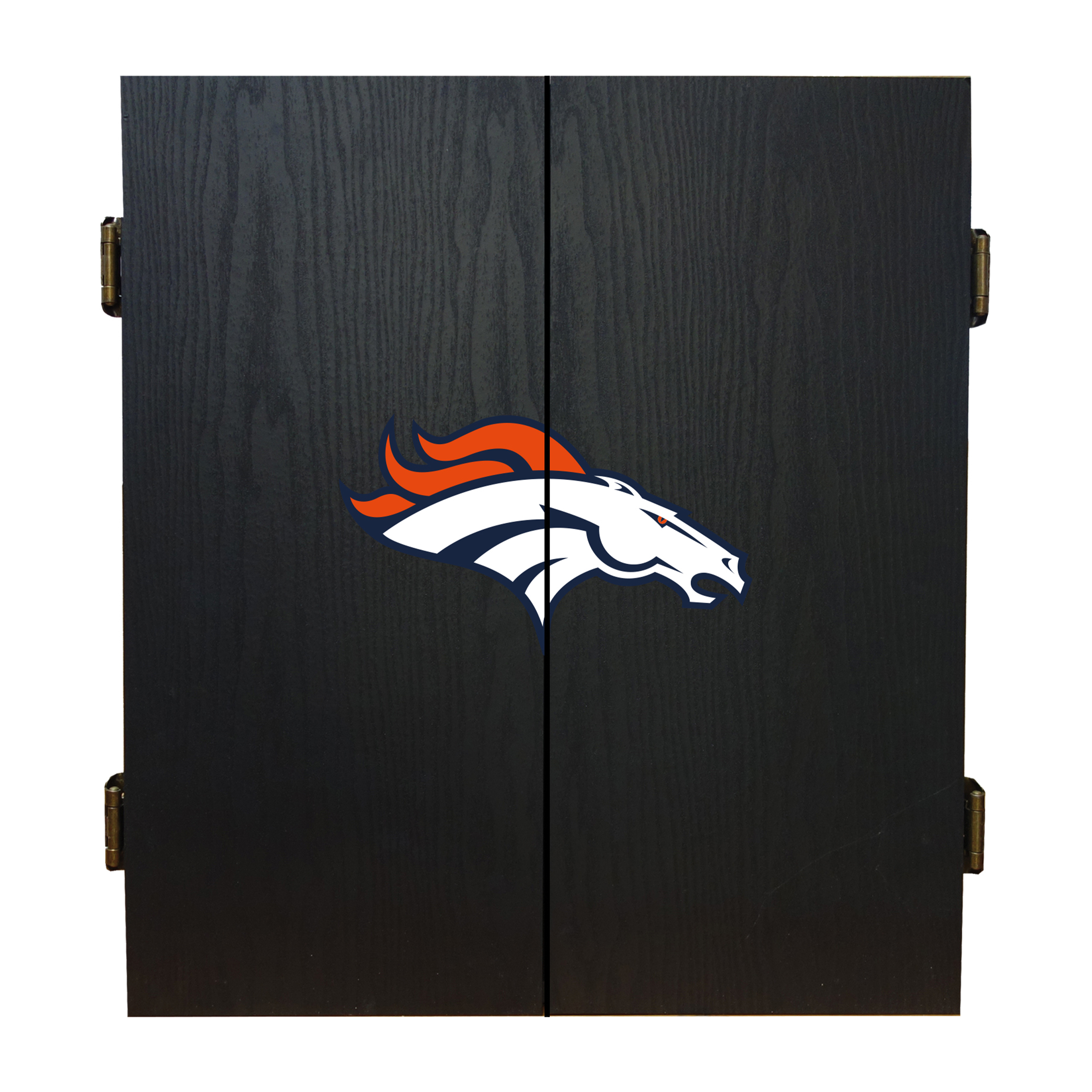 denver broncos bristle dartboard cabinet set