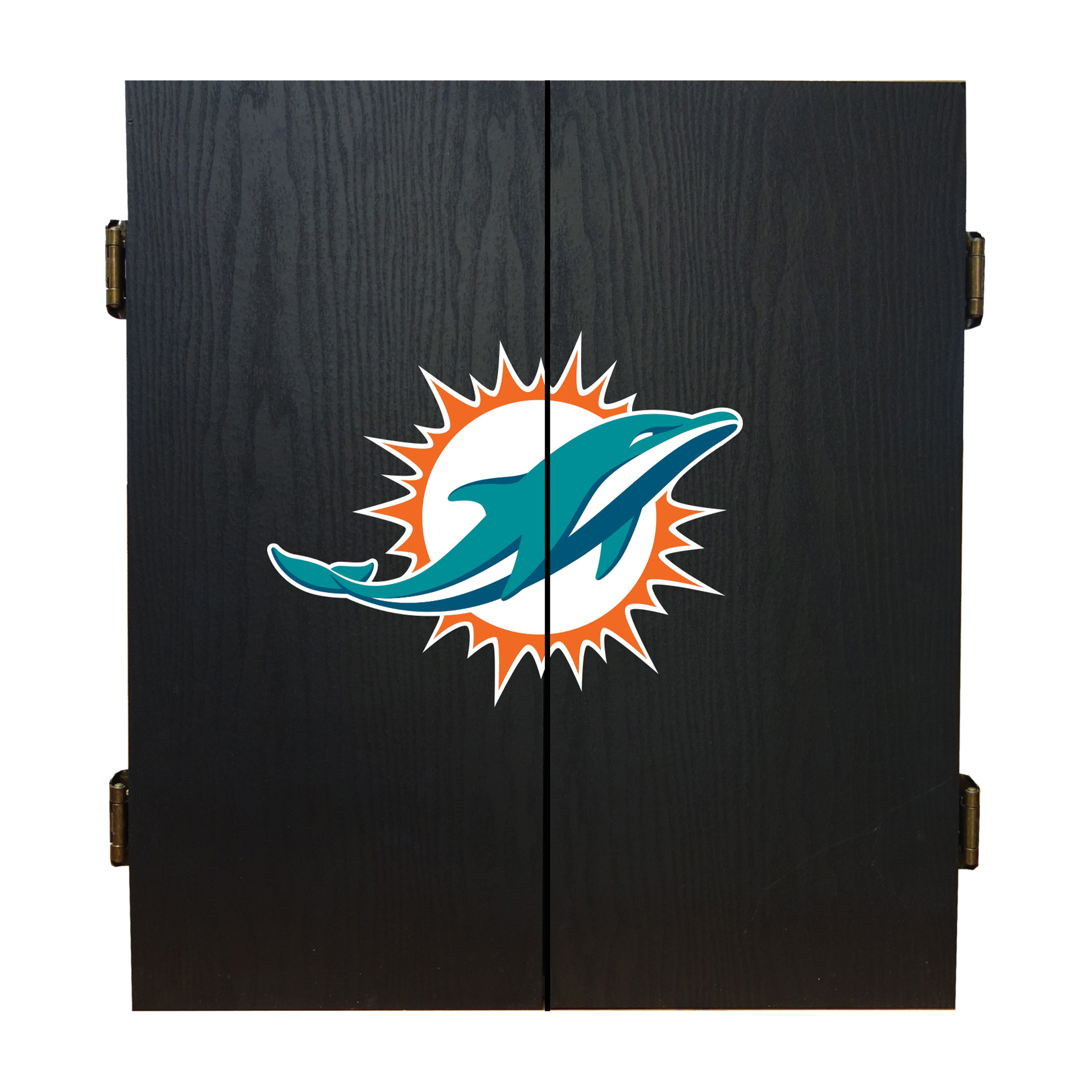 miami dolphins bristle dartboard cabinet set