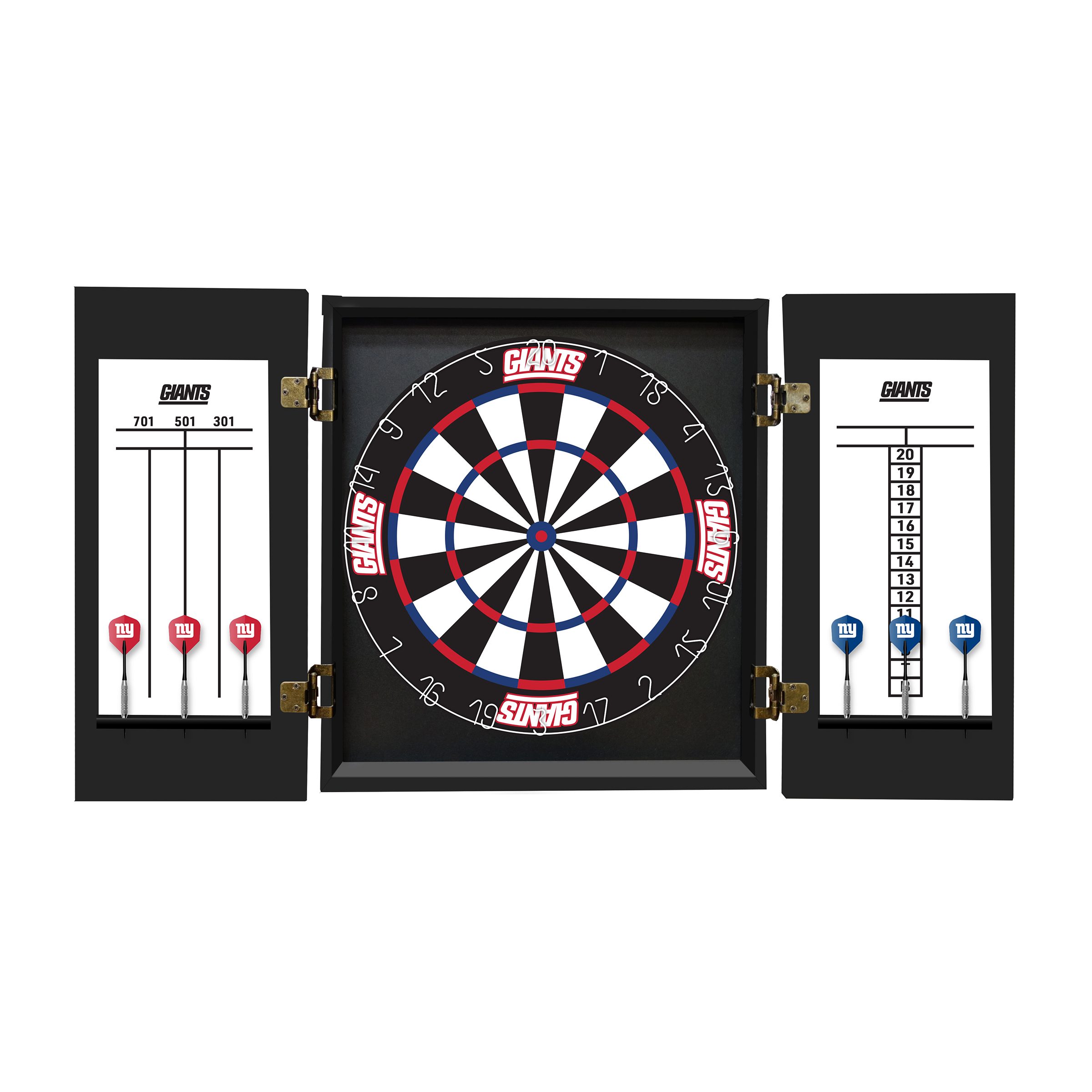 new york giants bristle dartboard cabinet set