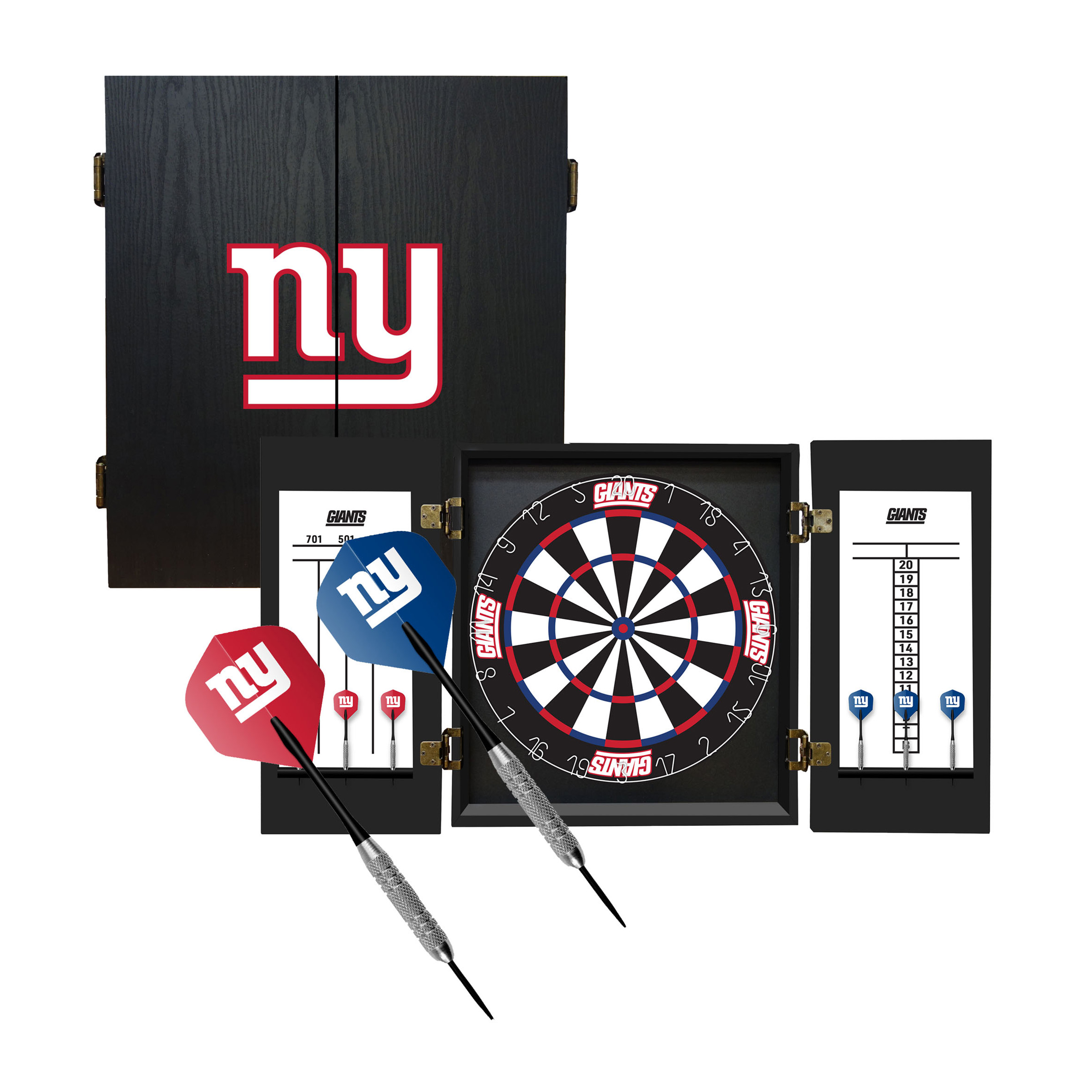 new york giants bristle dartboard cabinet set