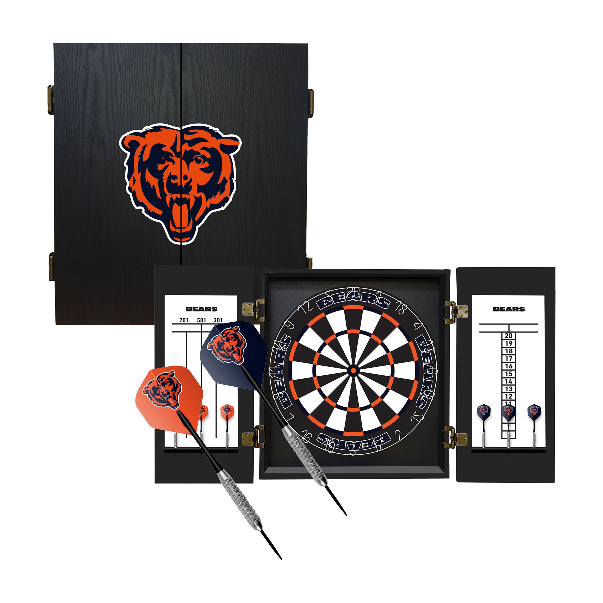 chicago bears bristle dartboard cabinet set