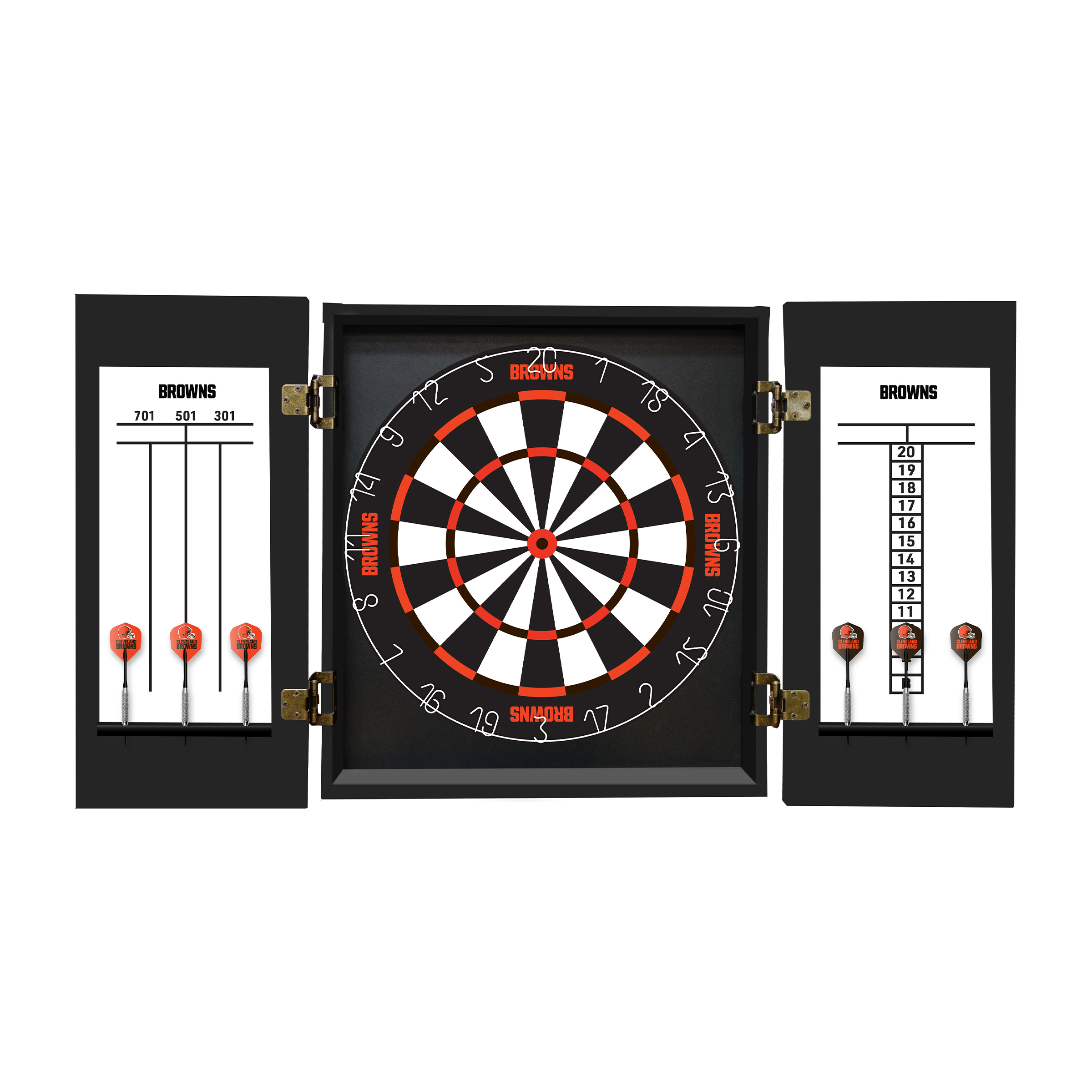 cleveland browns bristle dartboard cabinet set