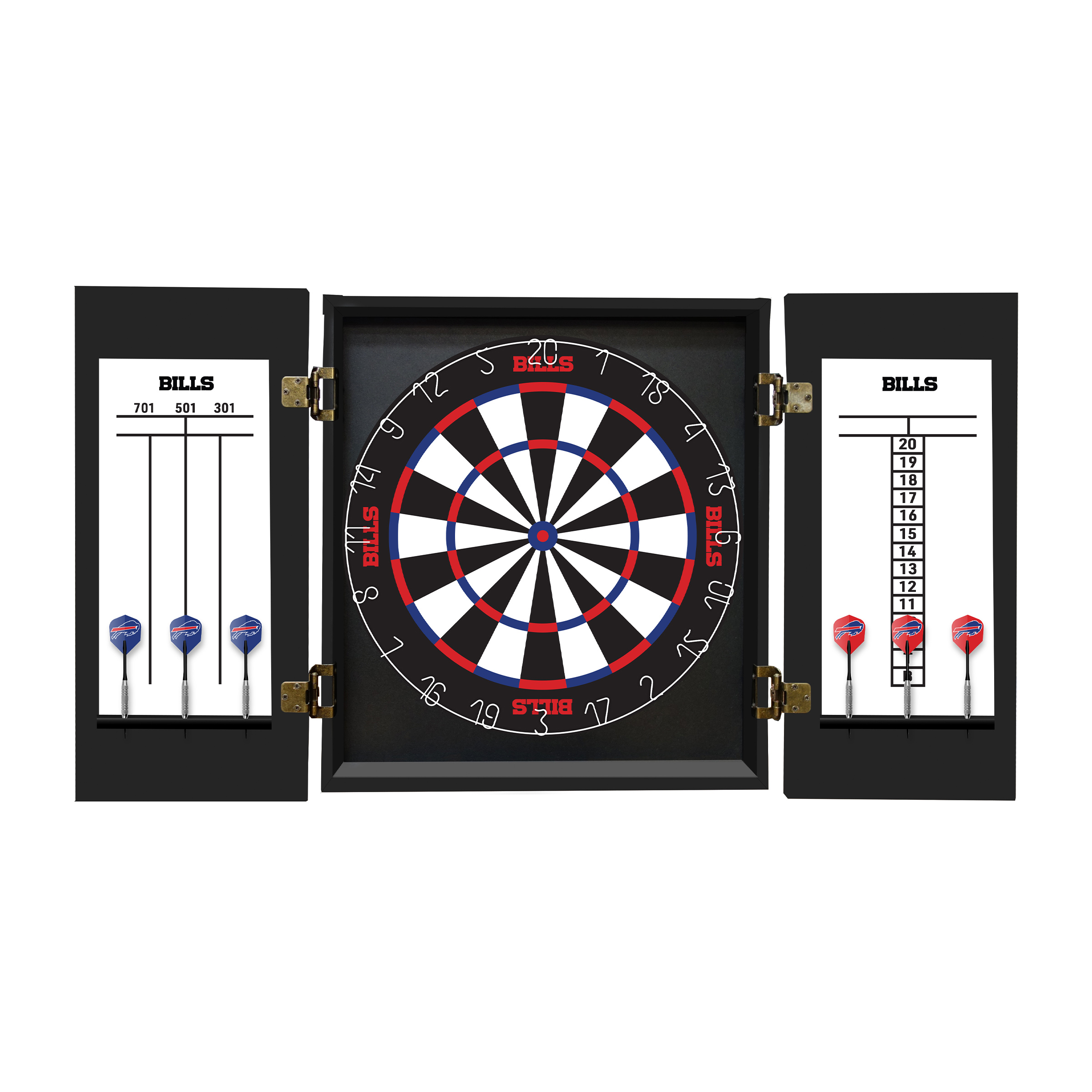 buffalo bills bristle dartboard cabinet set