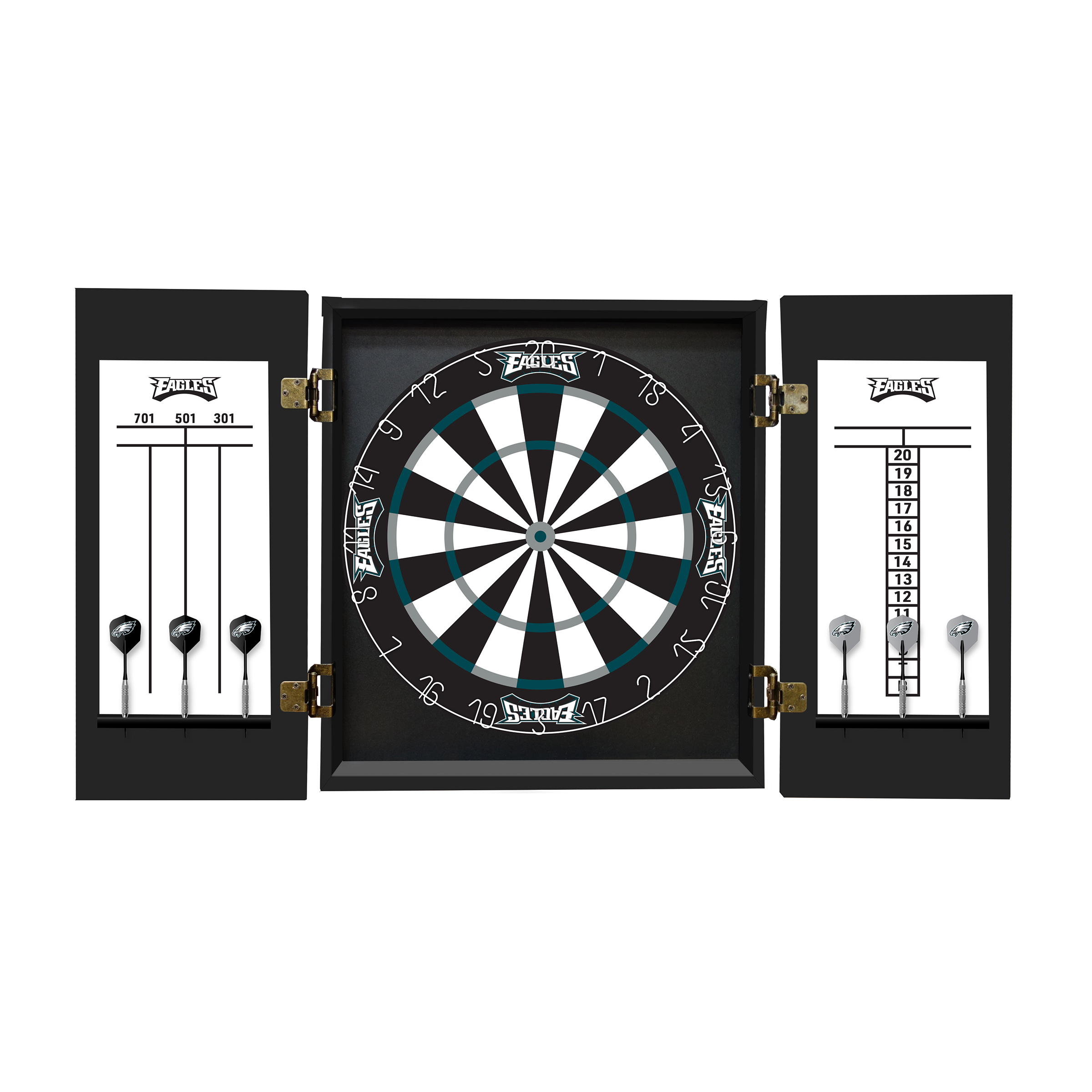 philadelphia eagles bristle dartboard cabinet set