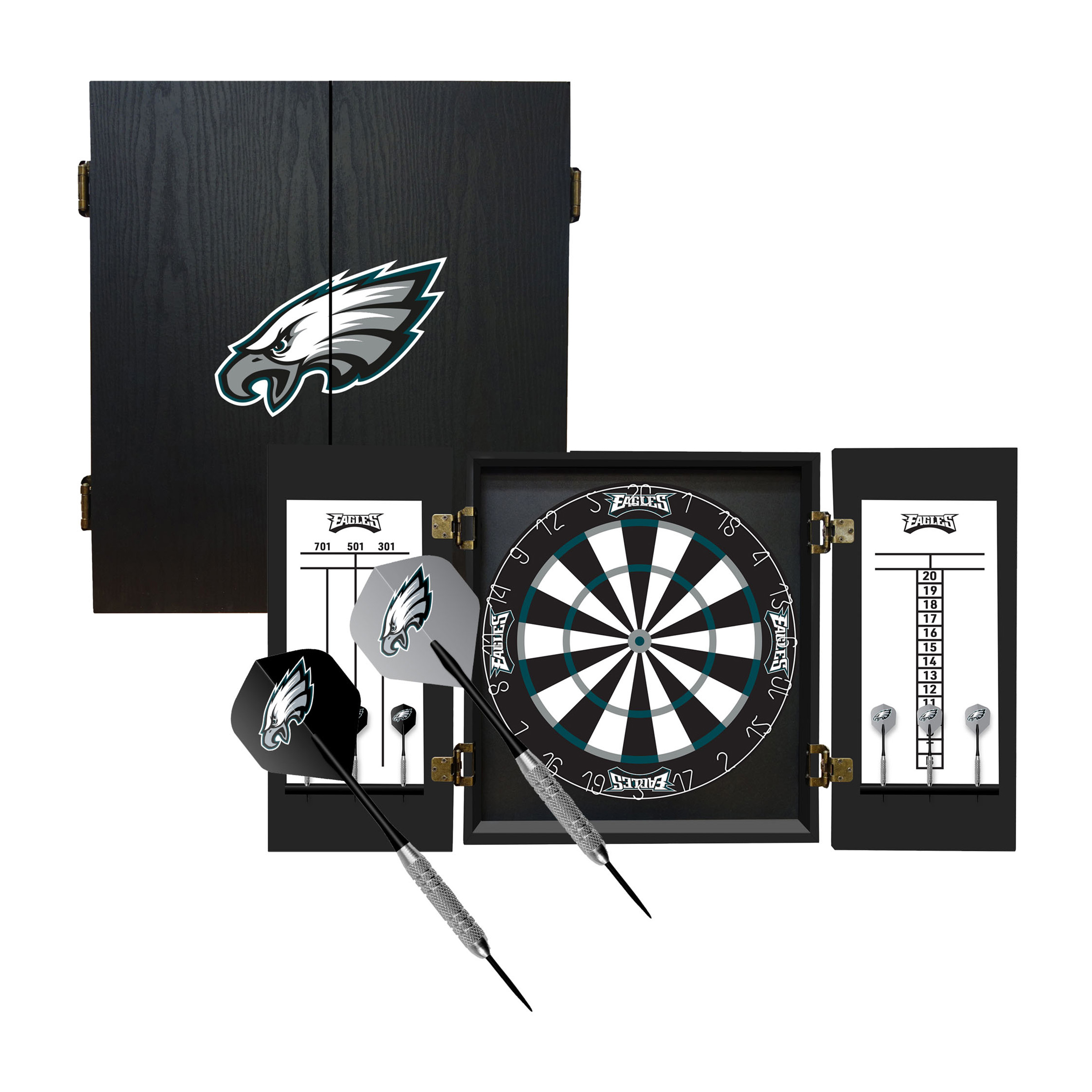 philadelphia eagles bristle dartboard cabinet set