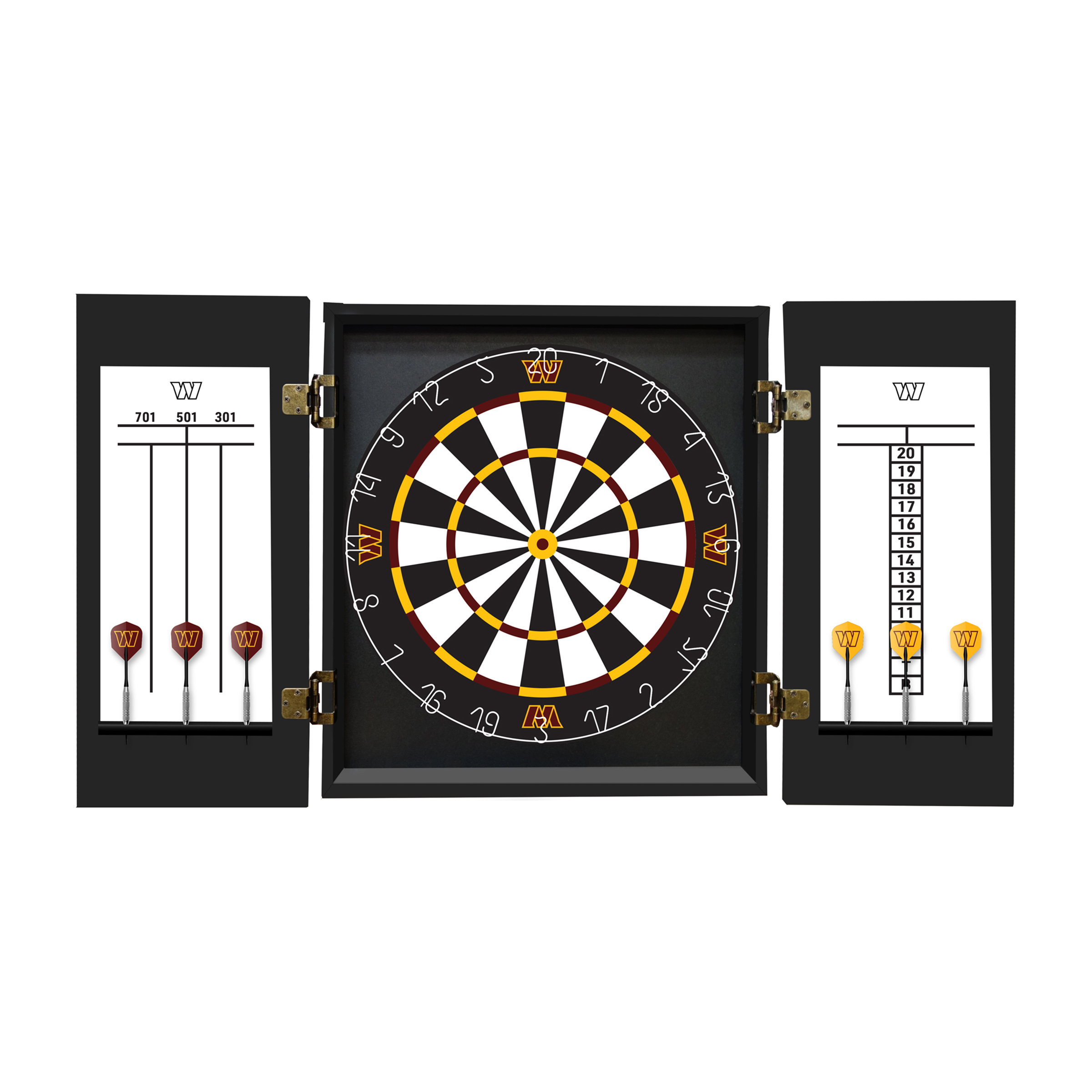 washington commanders bristle dartboard cabinet set