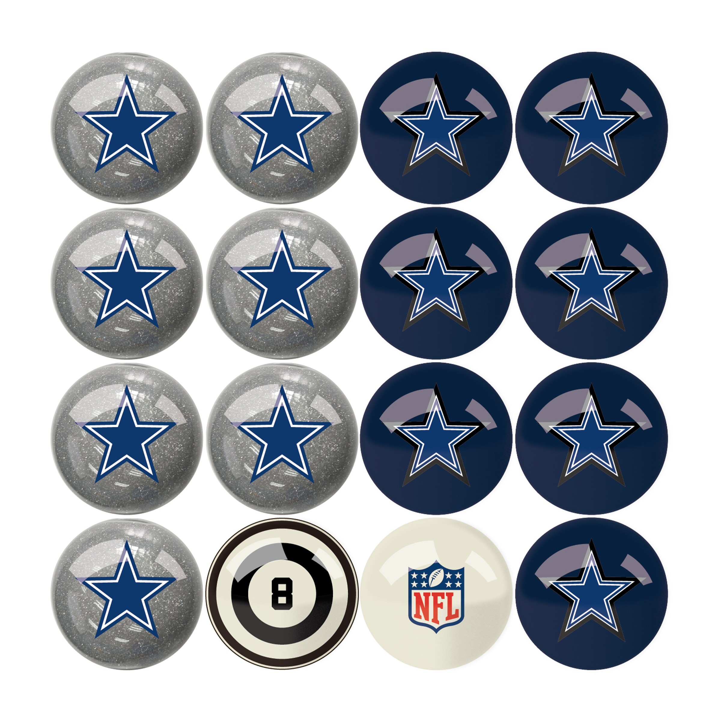dallas cowboys regulation billiard ball set with logos and numbers
