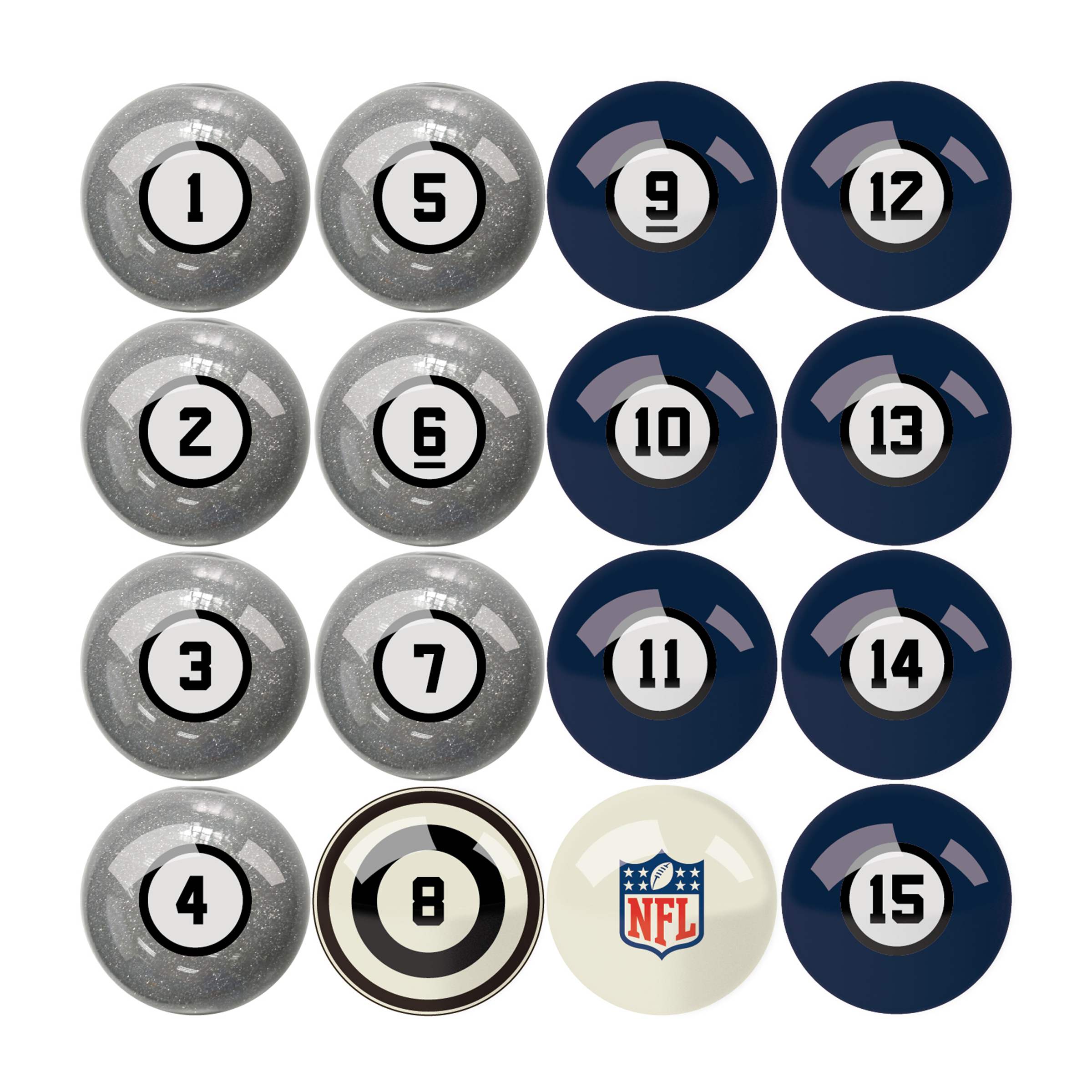 dallas cowboys regulation billiard ball set with logos and numbers