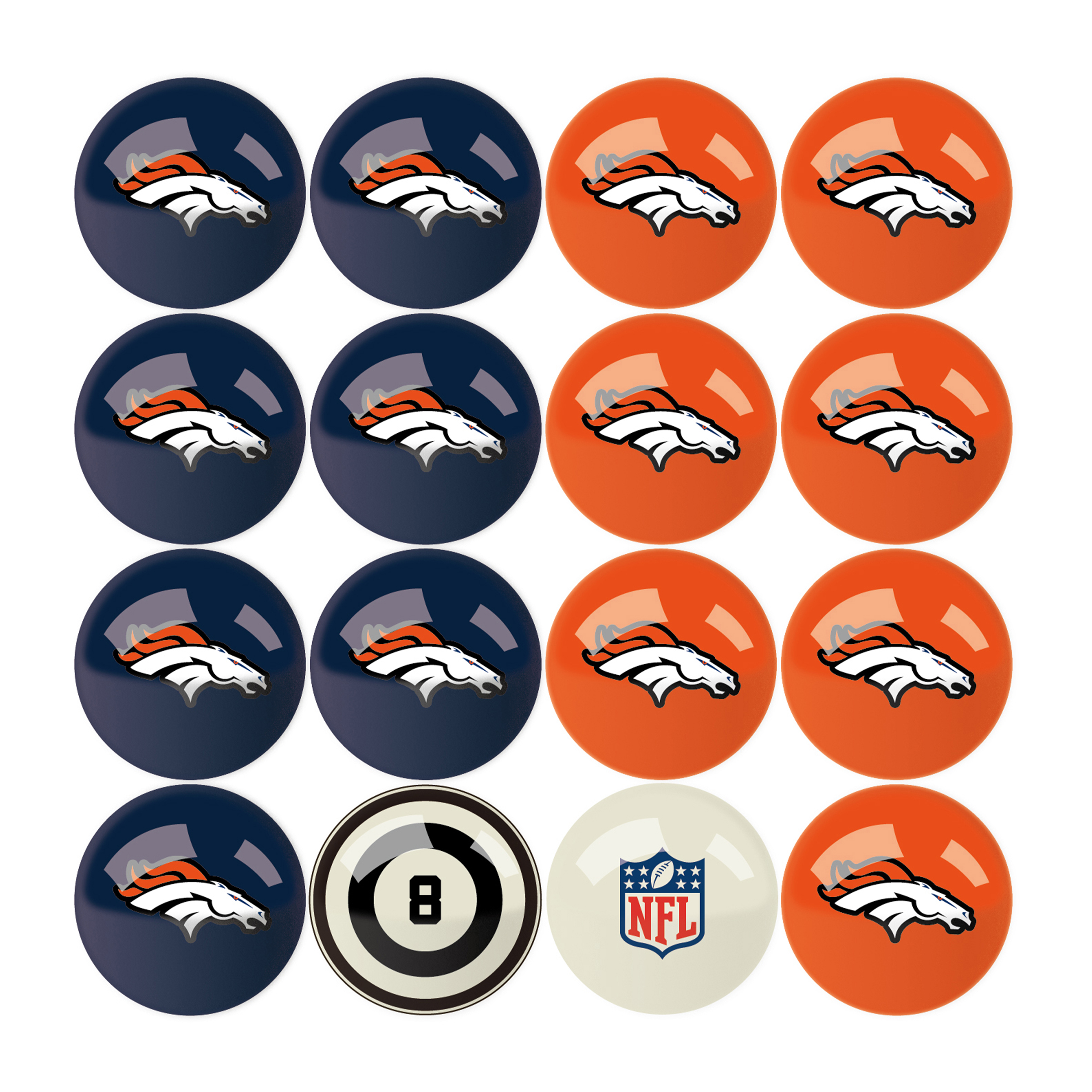 denver broncos regulation billiard ball set