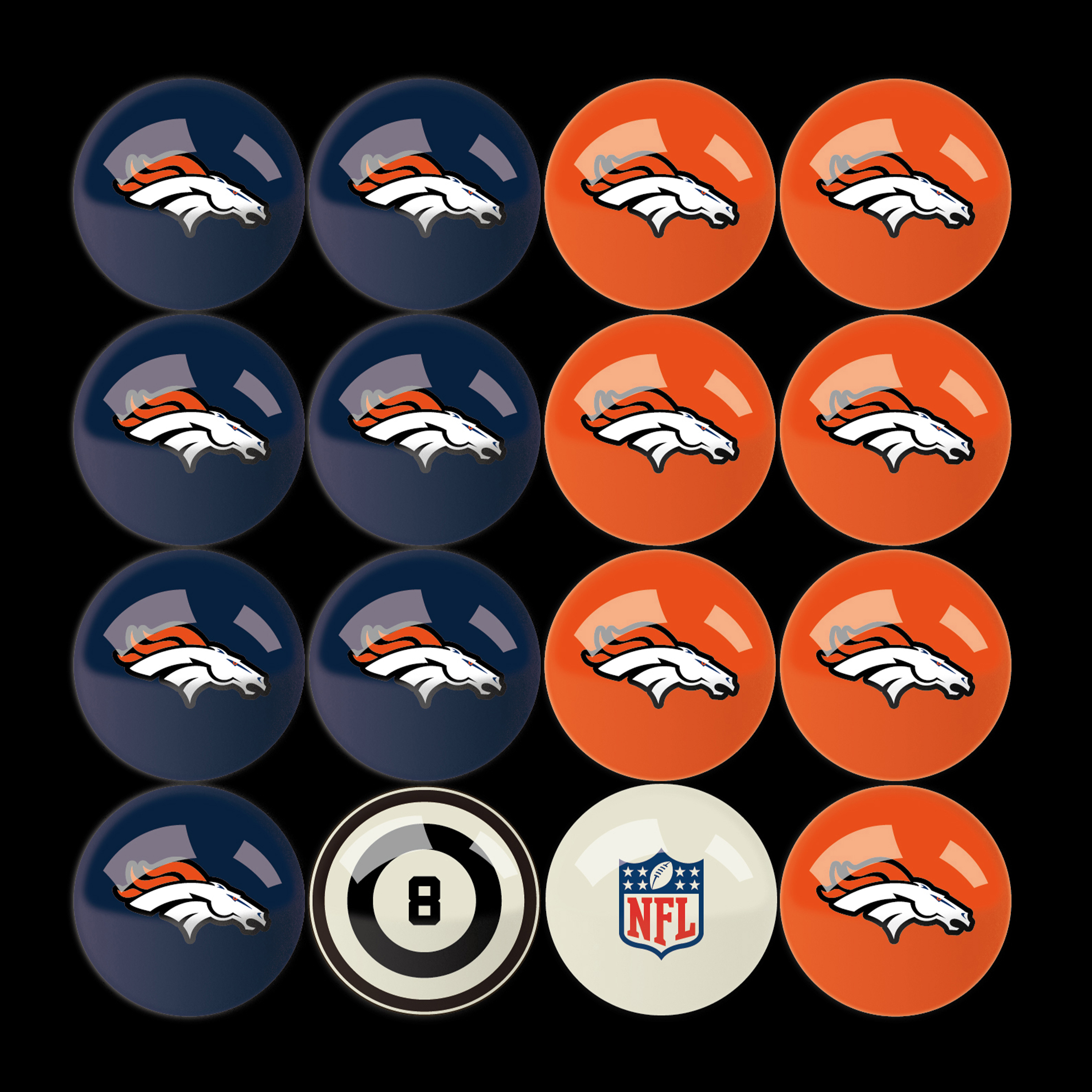 denver broncos regulation billiard ball set