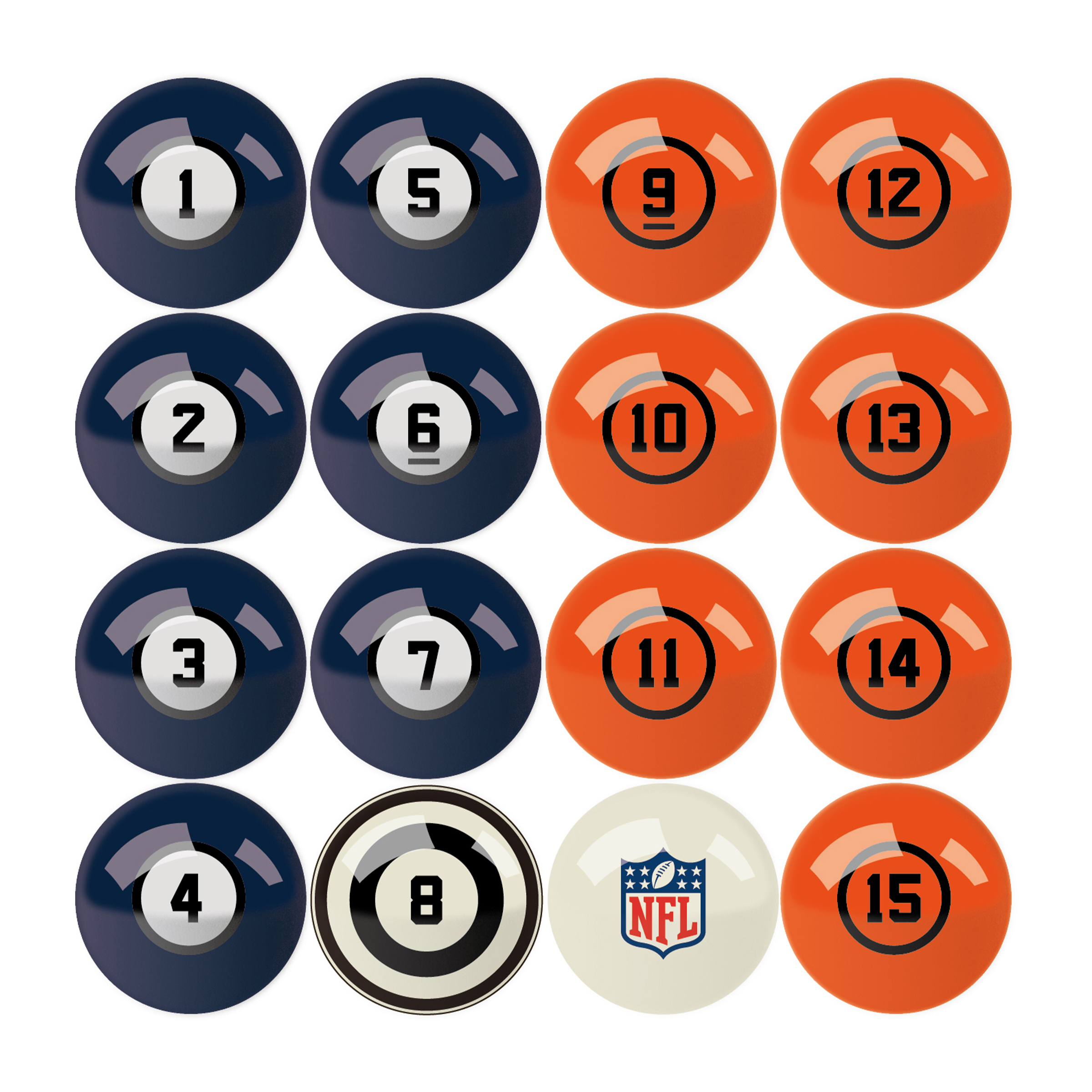 denver broncos regulation billiard ball set
