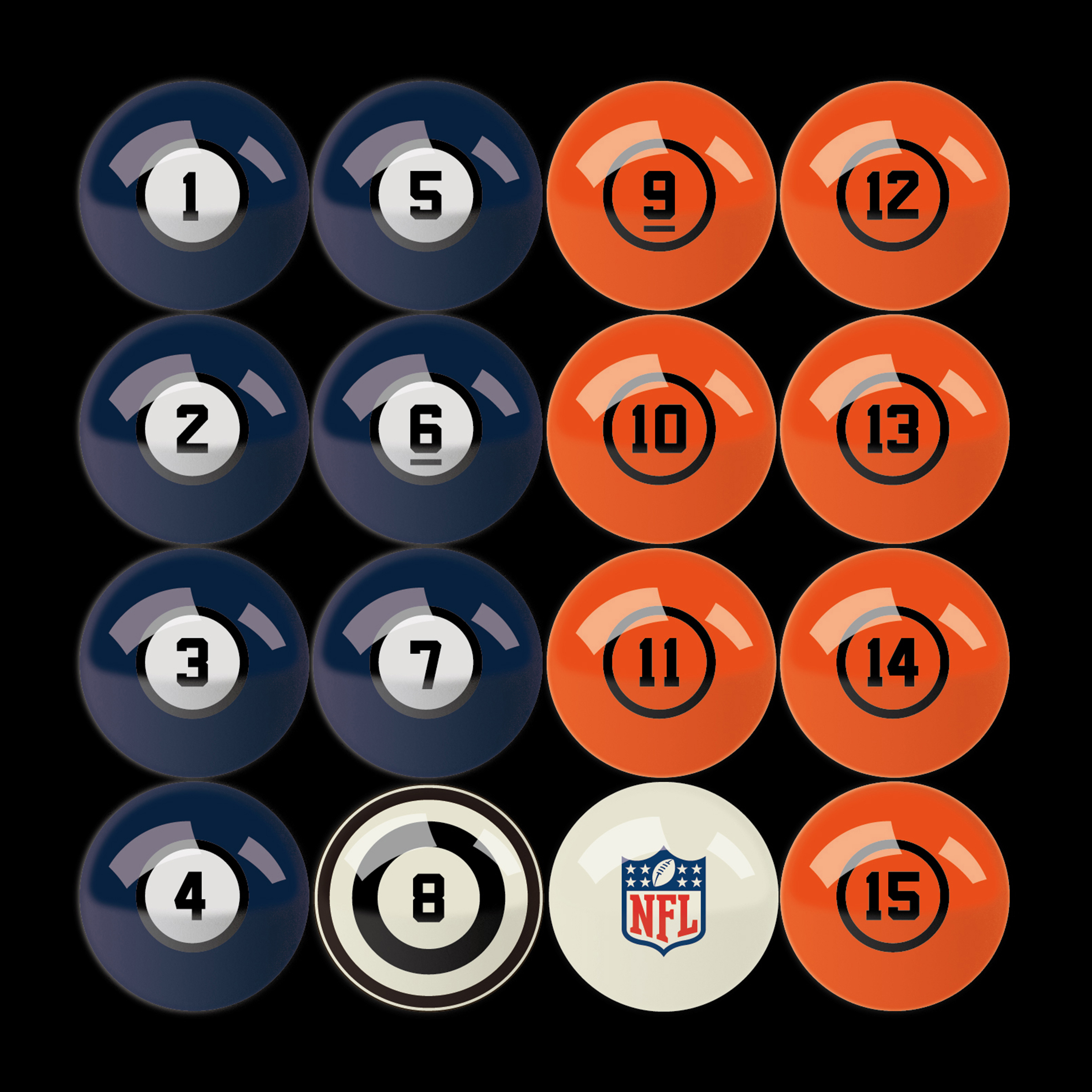 denver broncos regulation billiard ball set