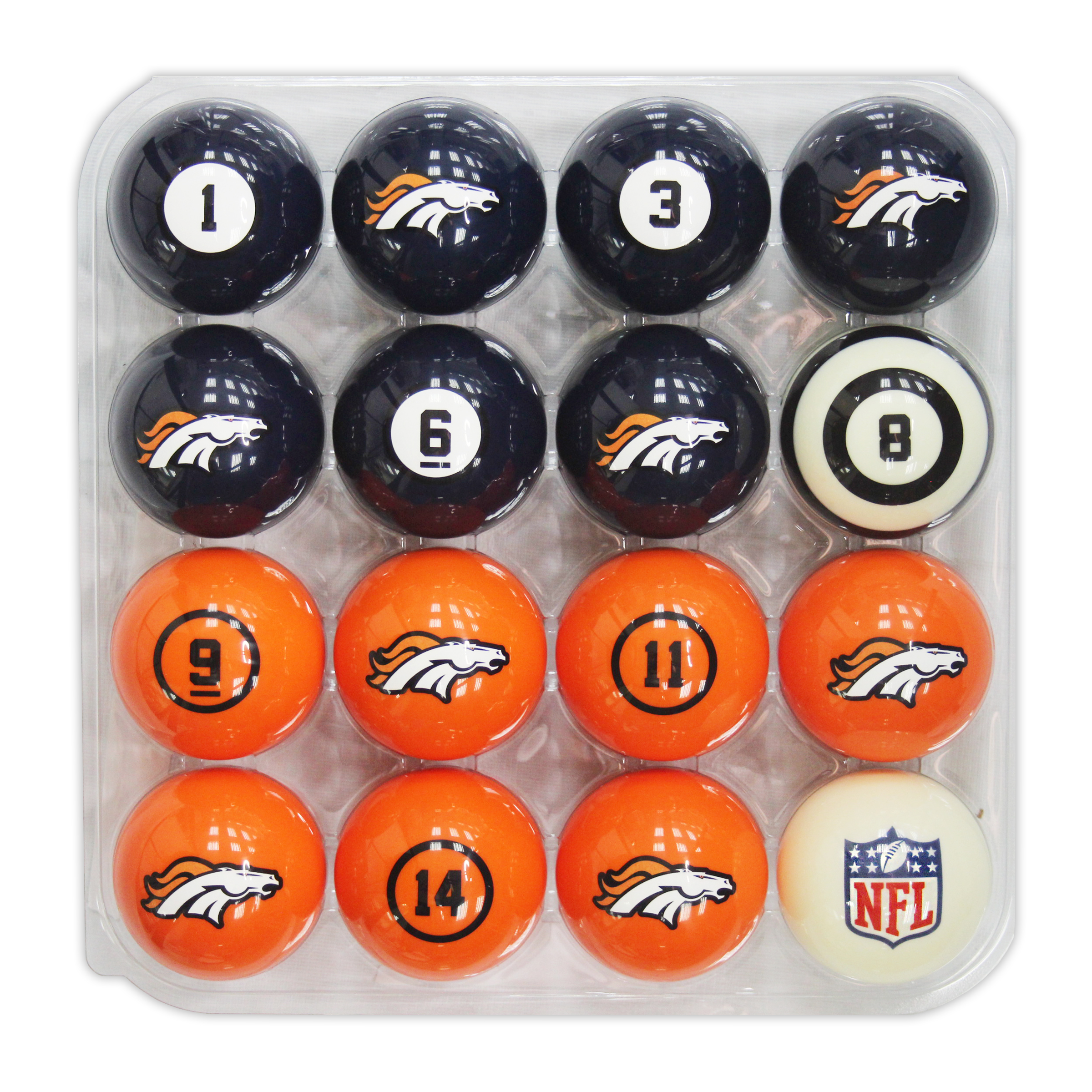denver broncos regulation billiard ball set