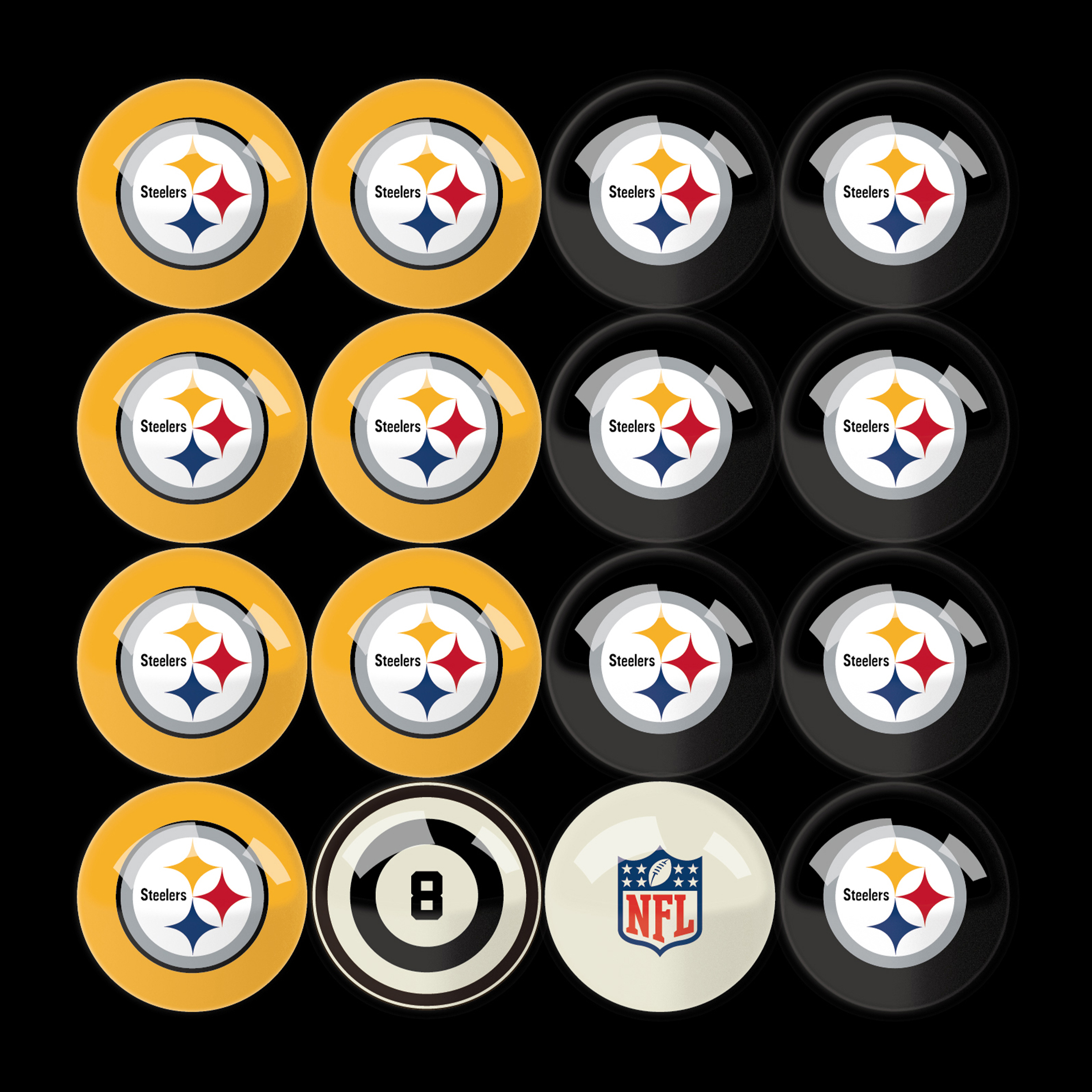 pittsburgh steelers regulation billiard ball set with numbers