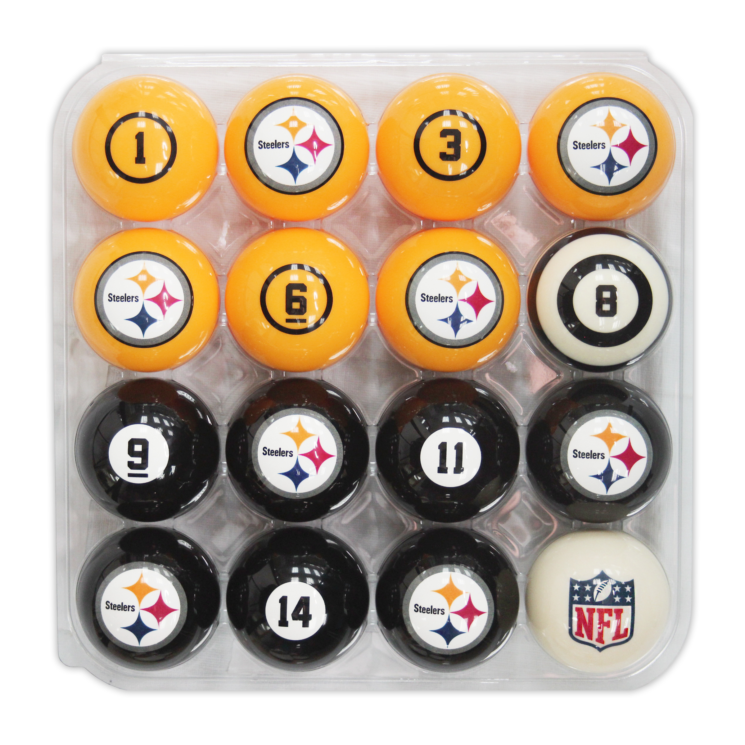 pittsburgh steelers regulation billiard ball set with numbers
