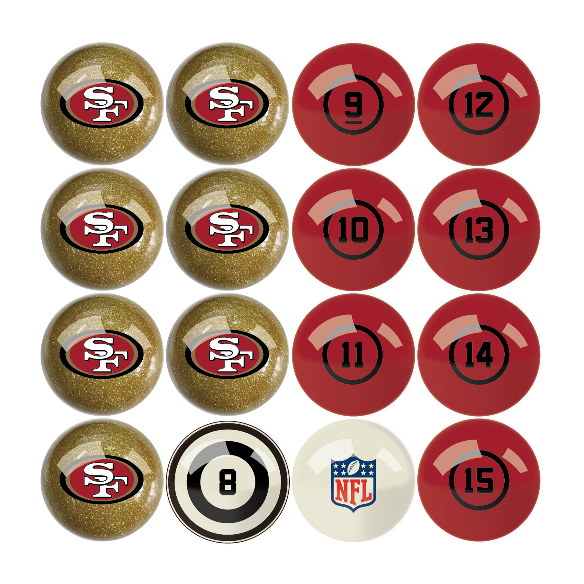 san francisco 49ers regulation billiard ball set with numbers