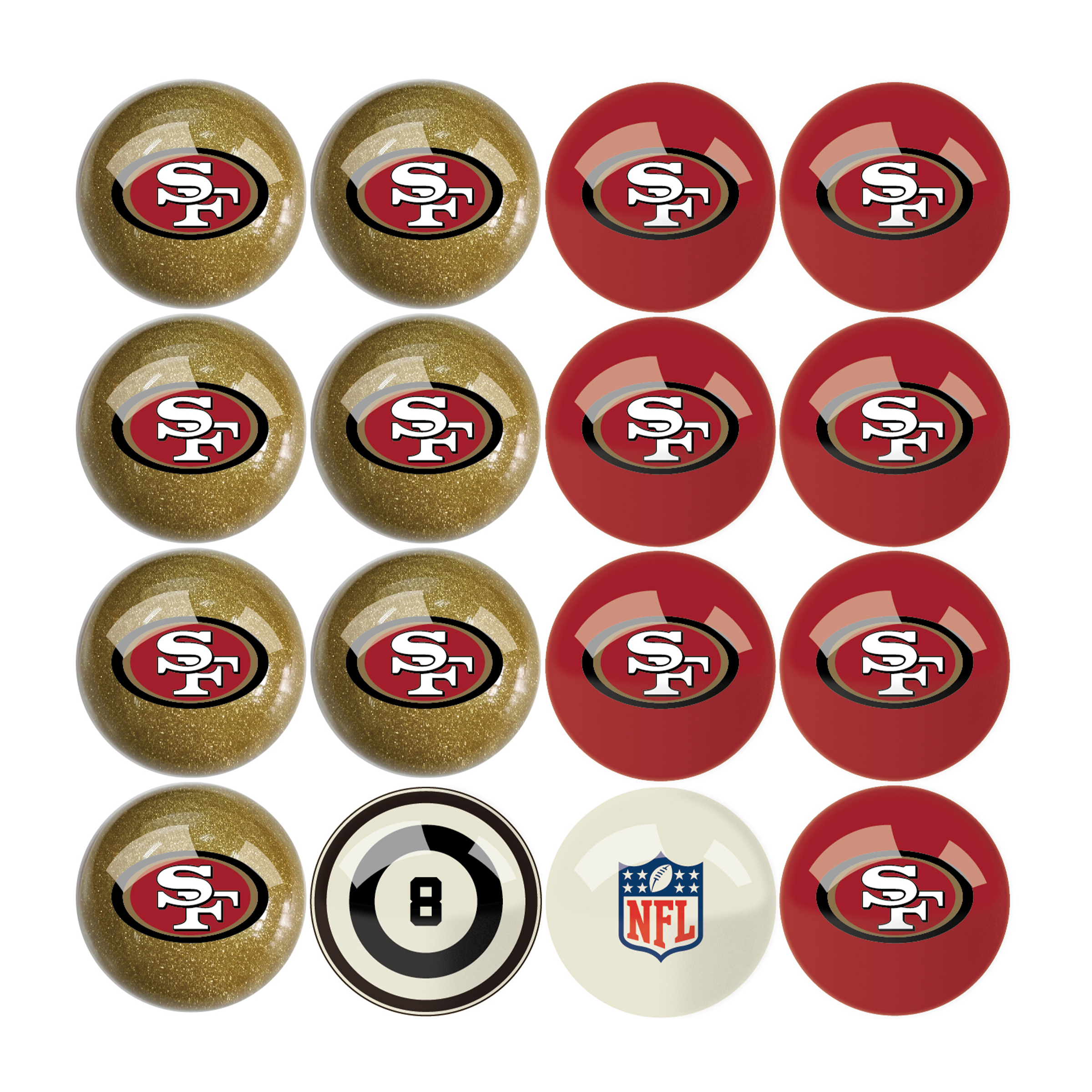 san francisco 49ers regulation billiard ball set with numbers