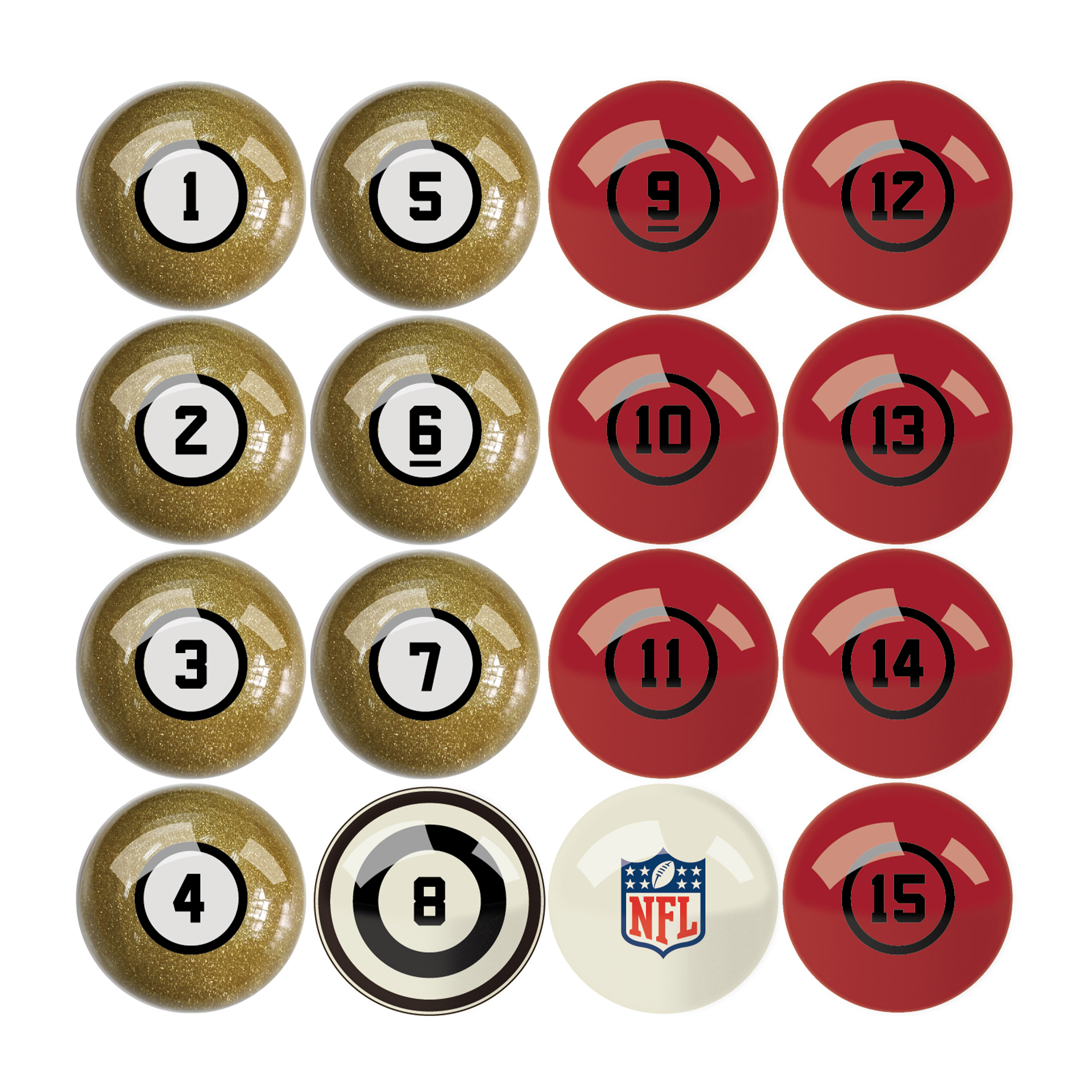 san francisco 49ers regulation billiard ball set with numbers