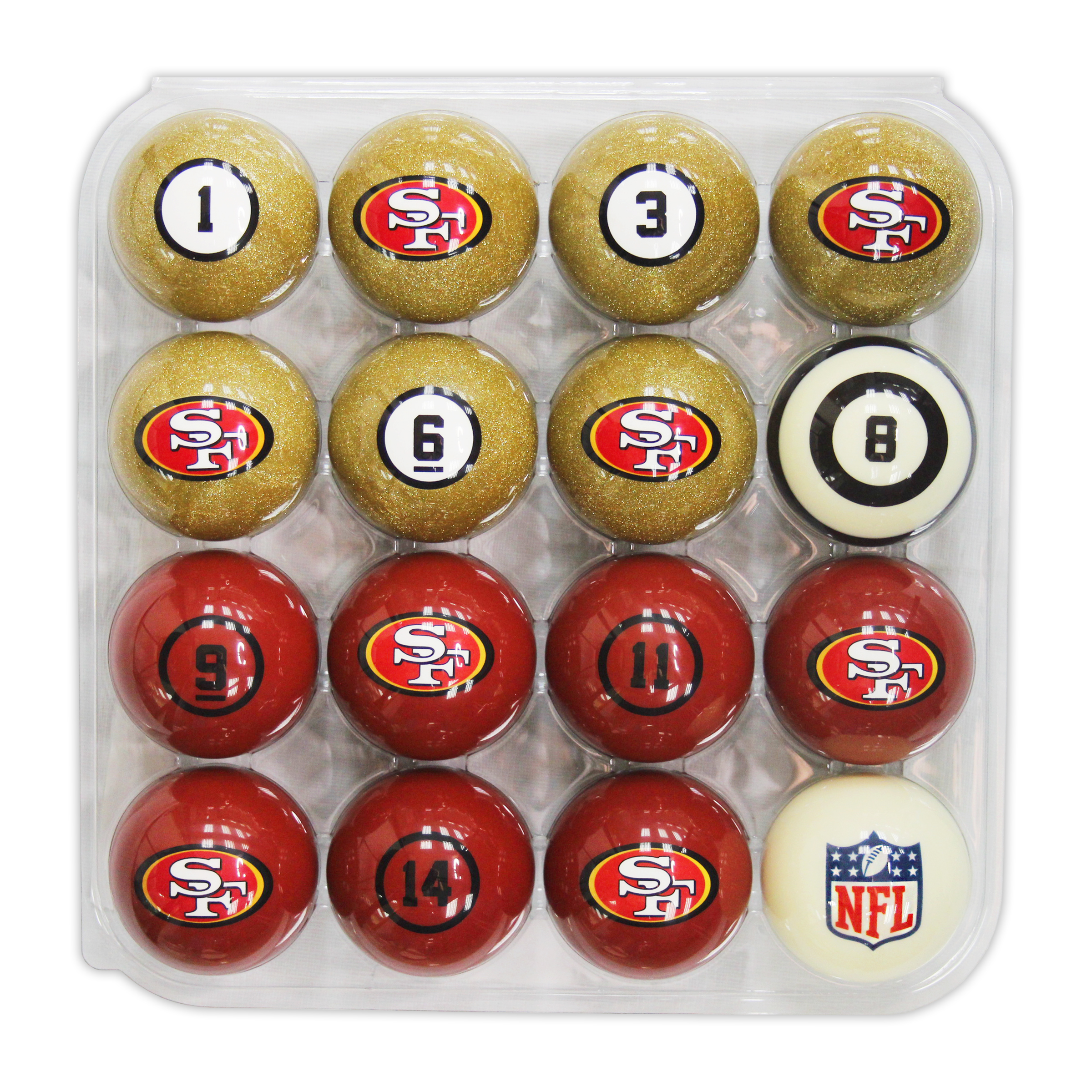 san francisco 49ers regulation billiard ball set with numbers