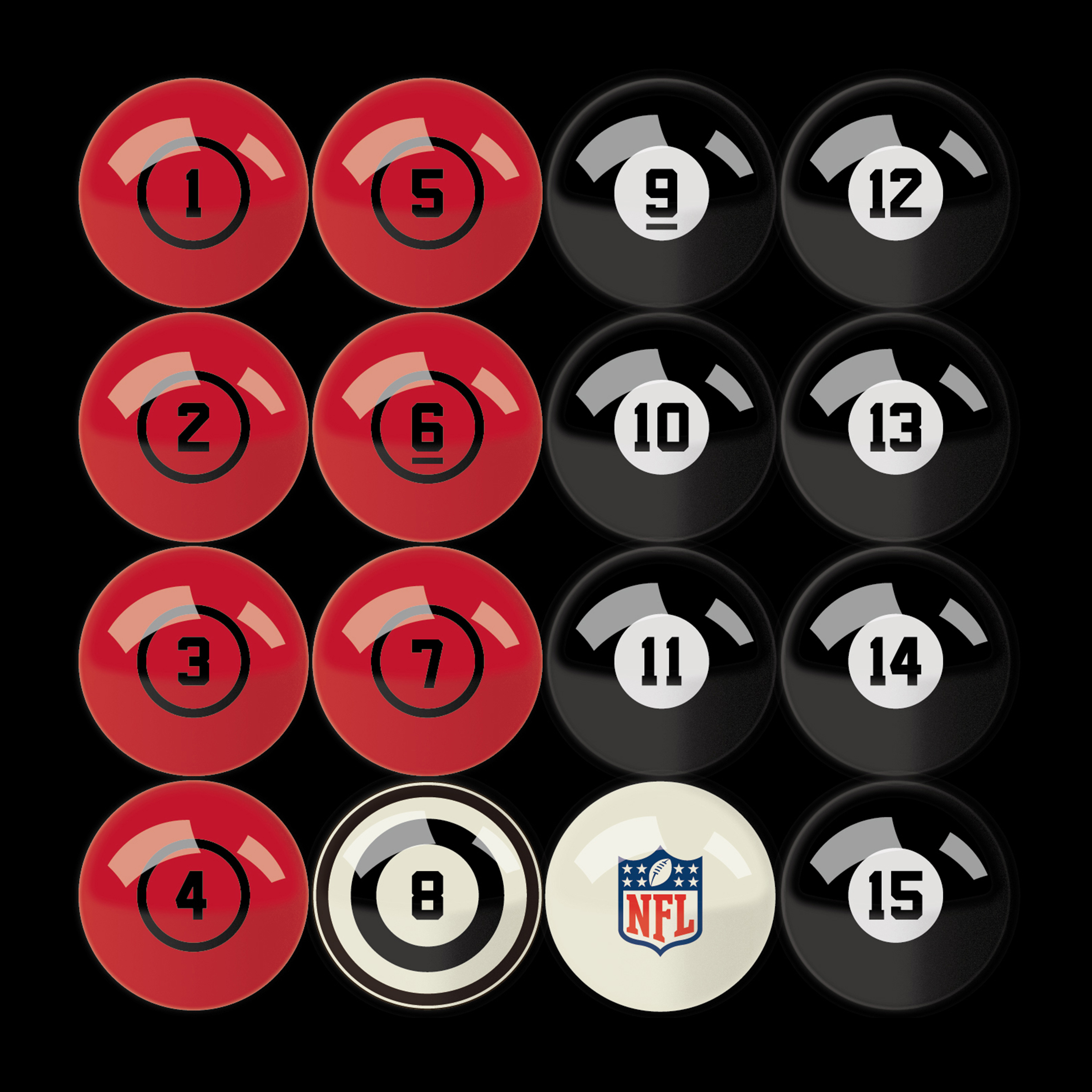 kansas city chiefs billiard ball set with numbers