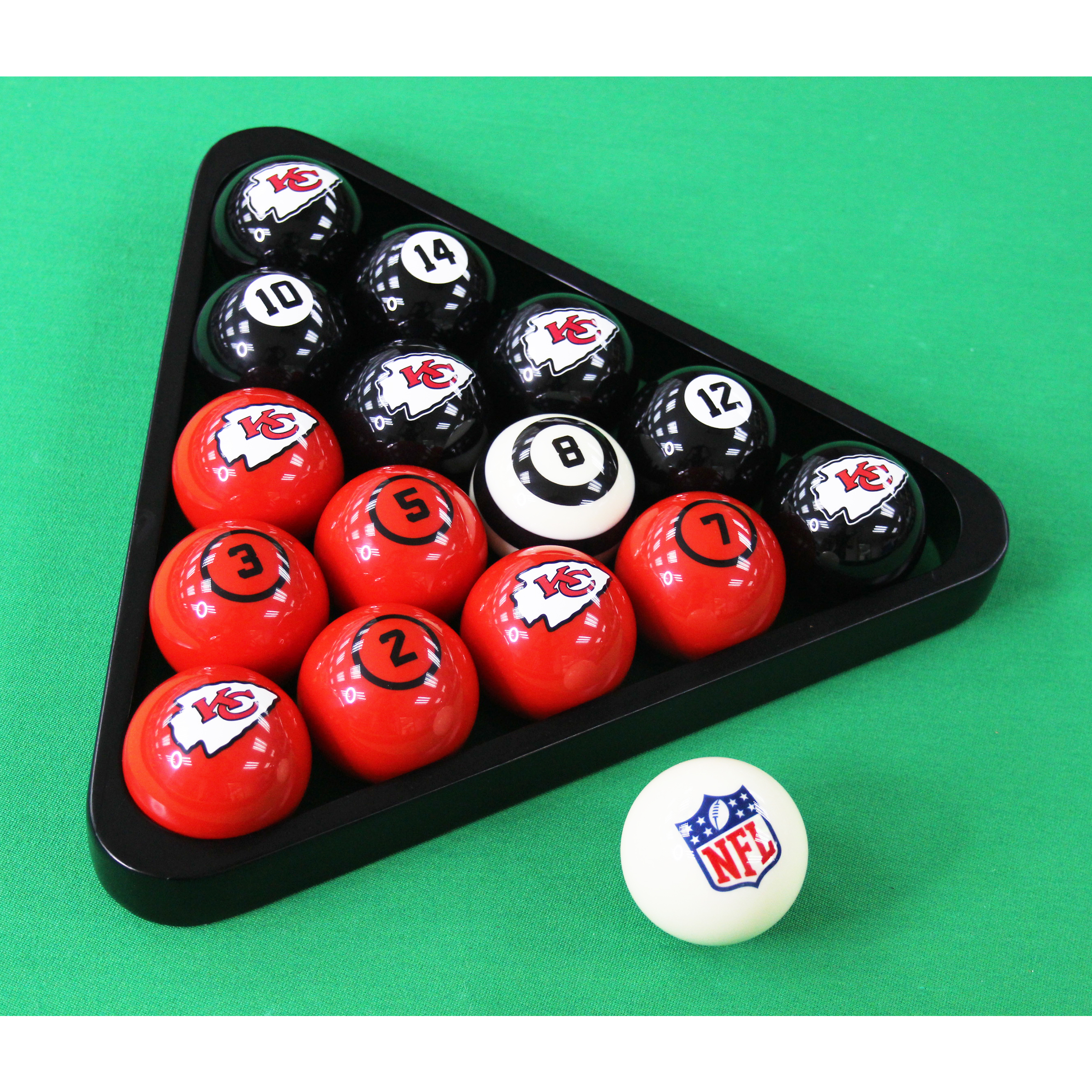 kansas city chiefs billiard ball set with numbers