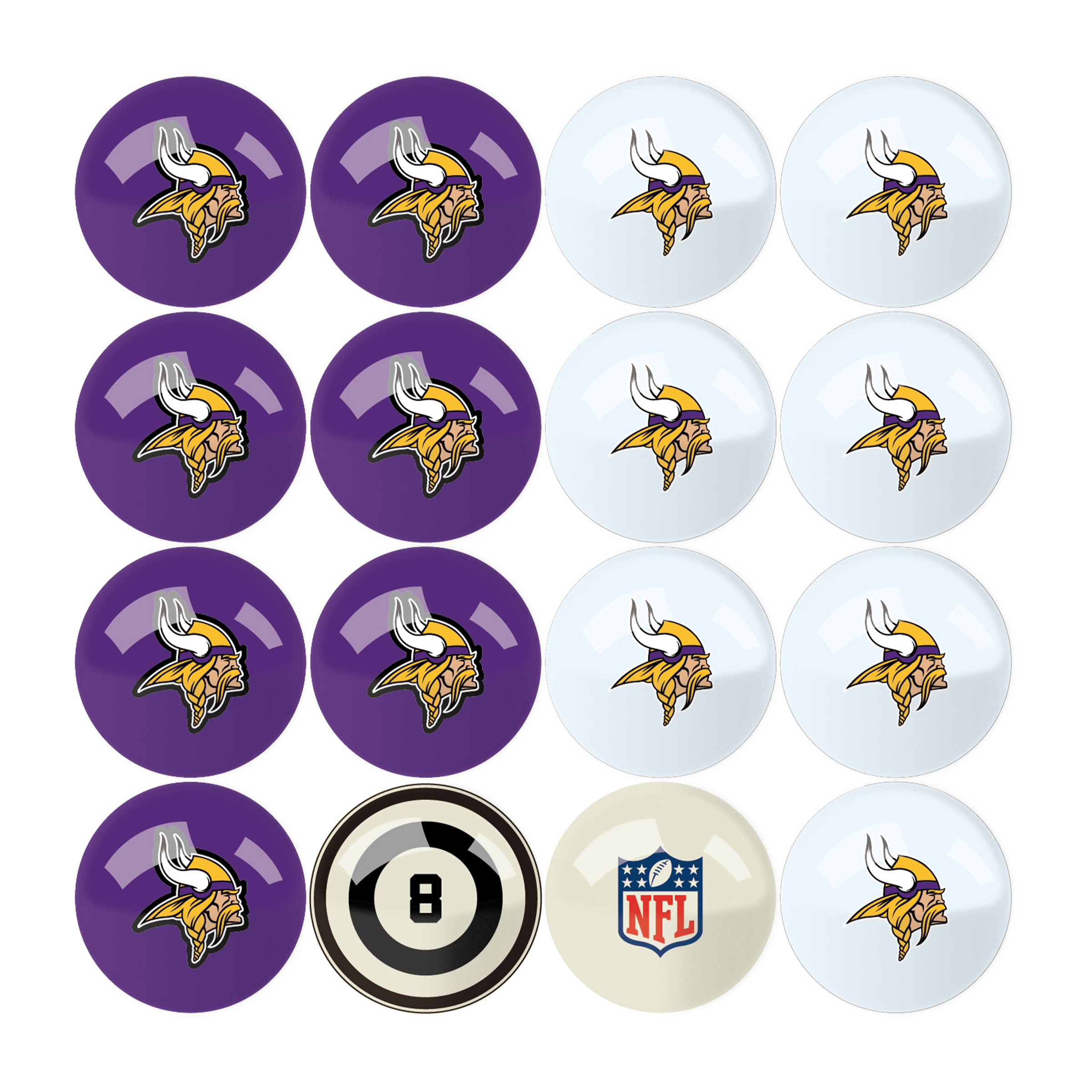 minnesota vikings regulation billiard ball set with numbers