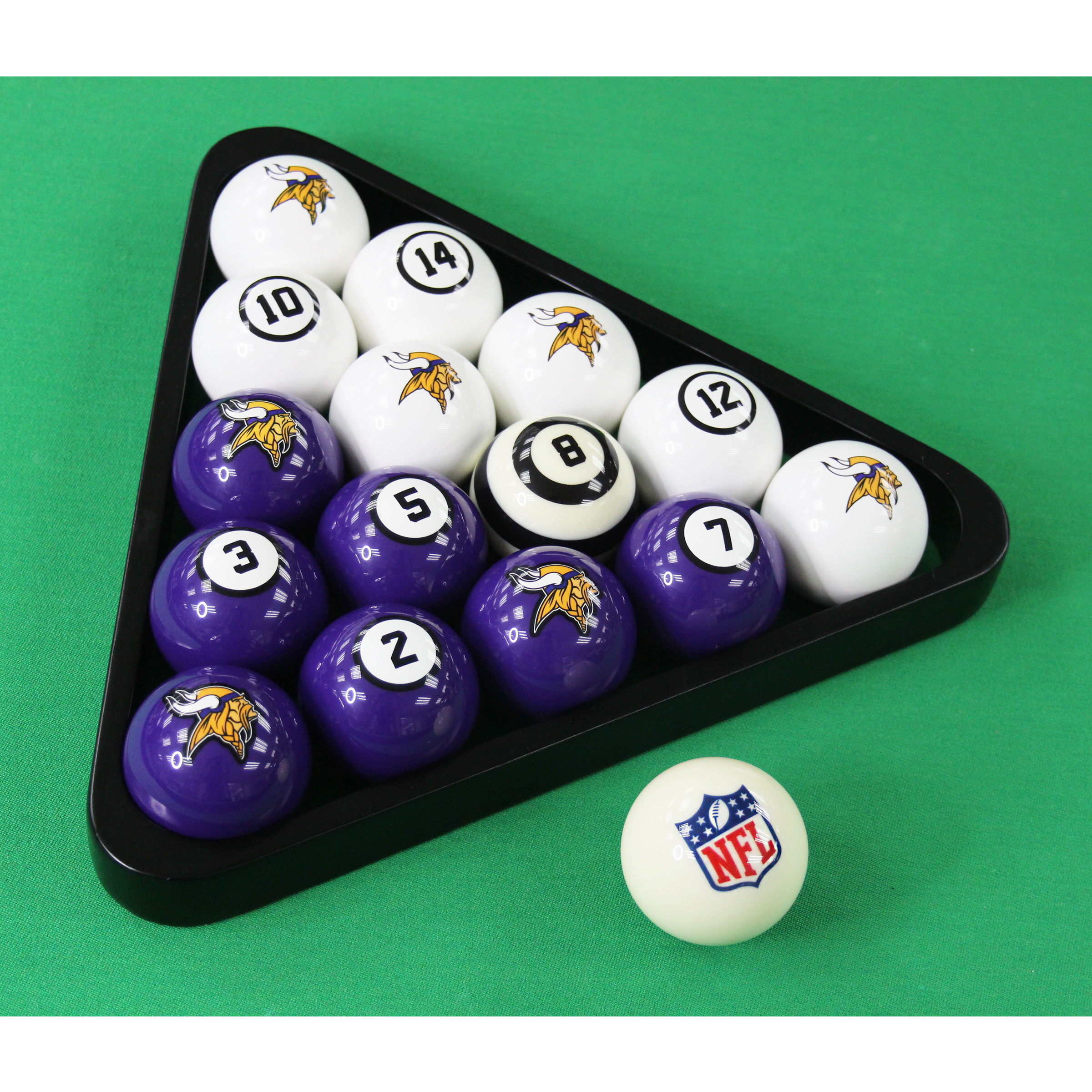 minnesota vikings regulation billiard ball set with numbers