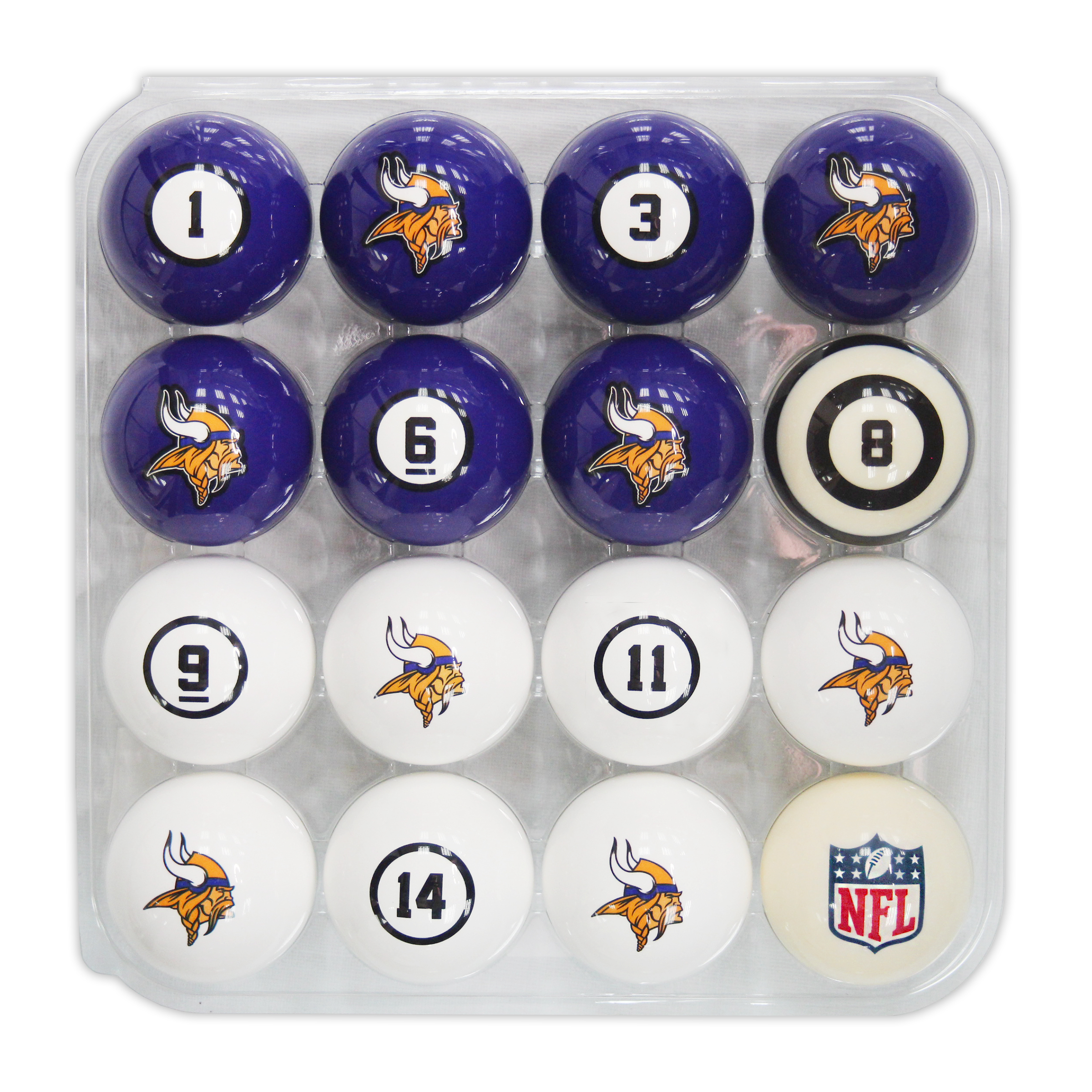 minnesota vikings regulation billiard ball set with numbers