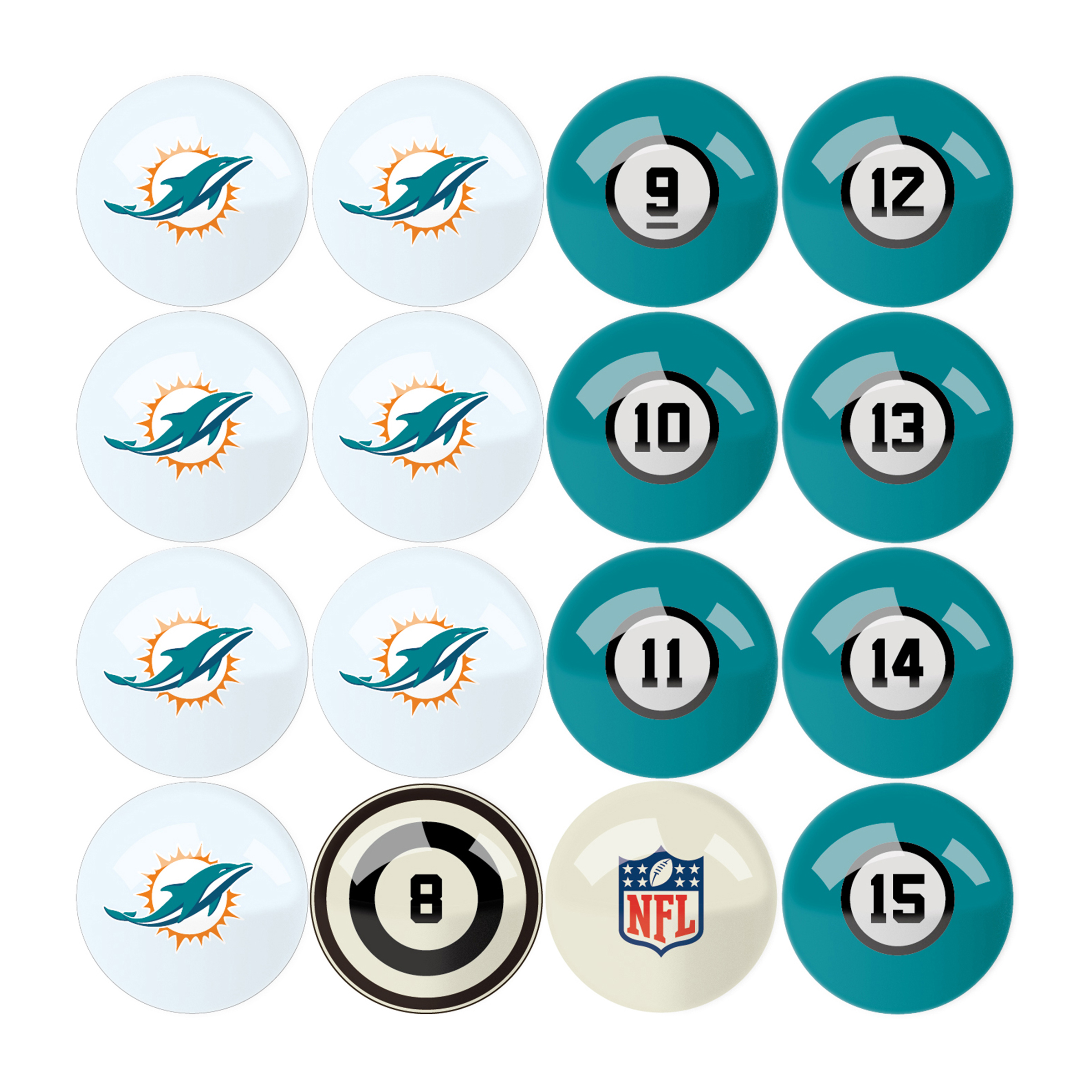 miami dolphins regulation billiard ball set
