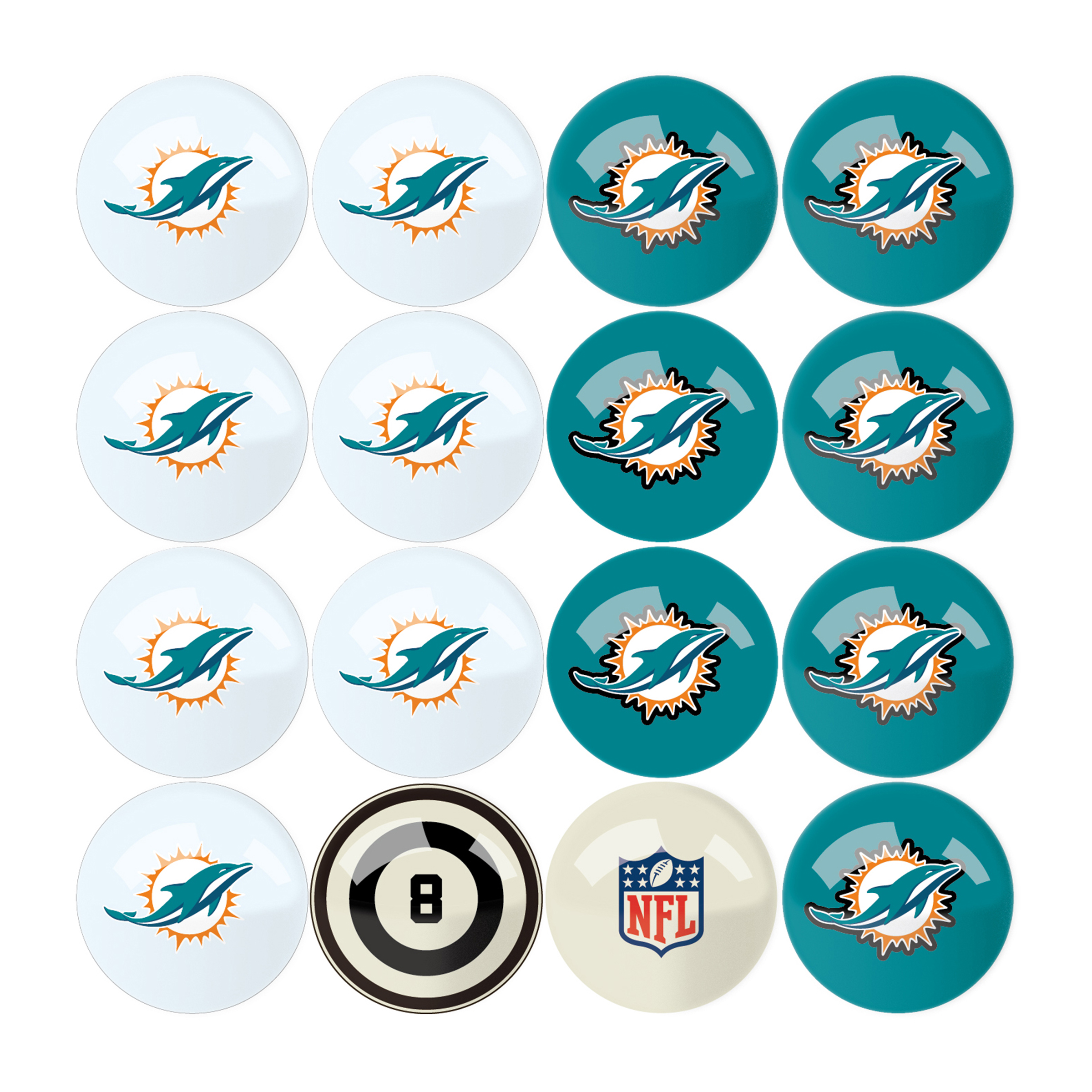 miami dolphins regulation billiard ball set