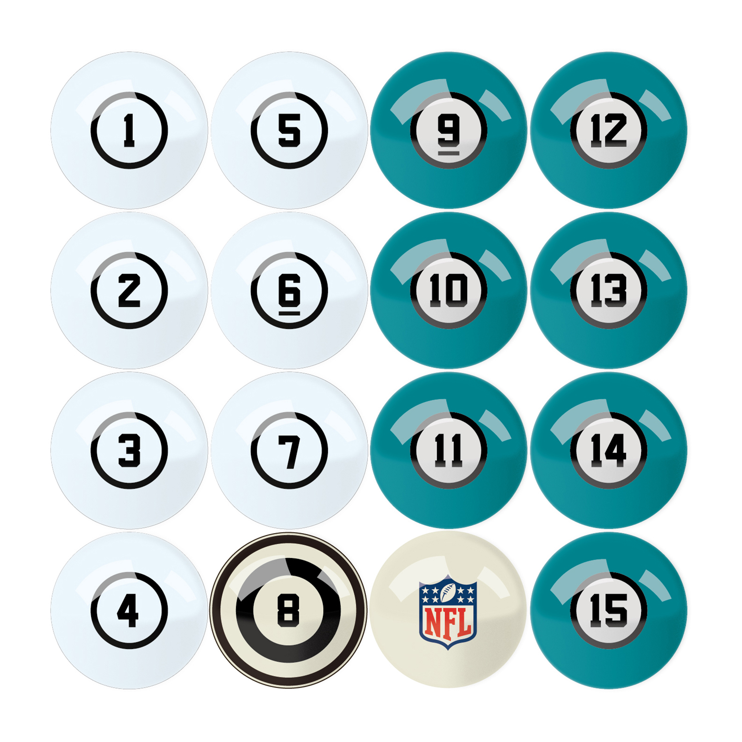 miami dolphins regulation billiard ball set