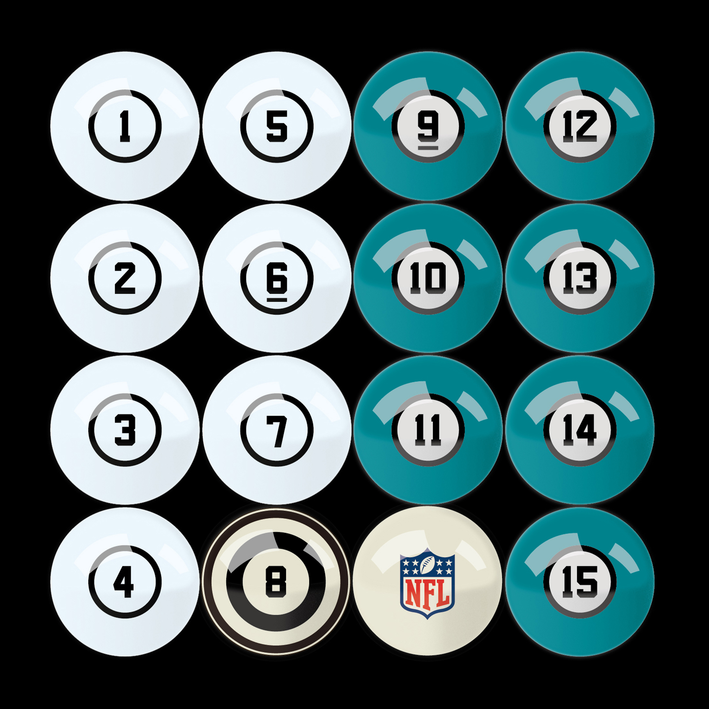 miami dolphins regulation billiard ball set