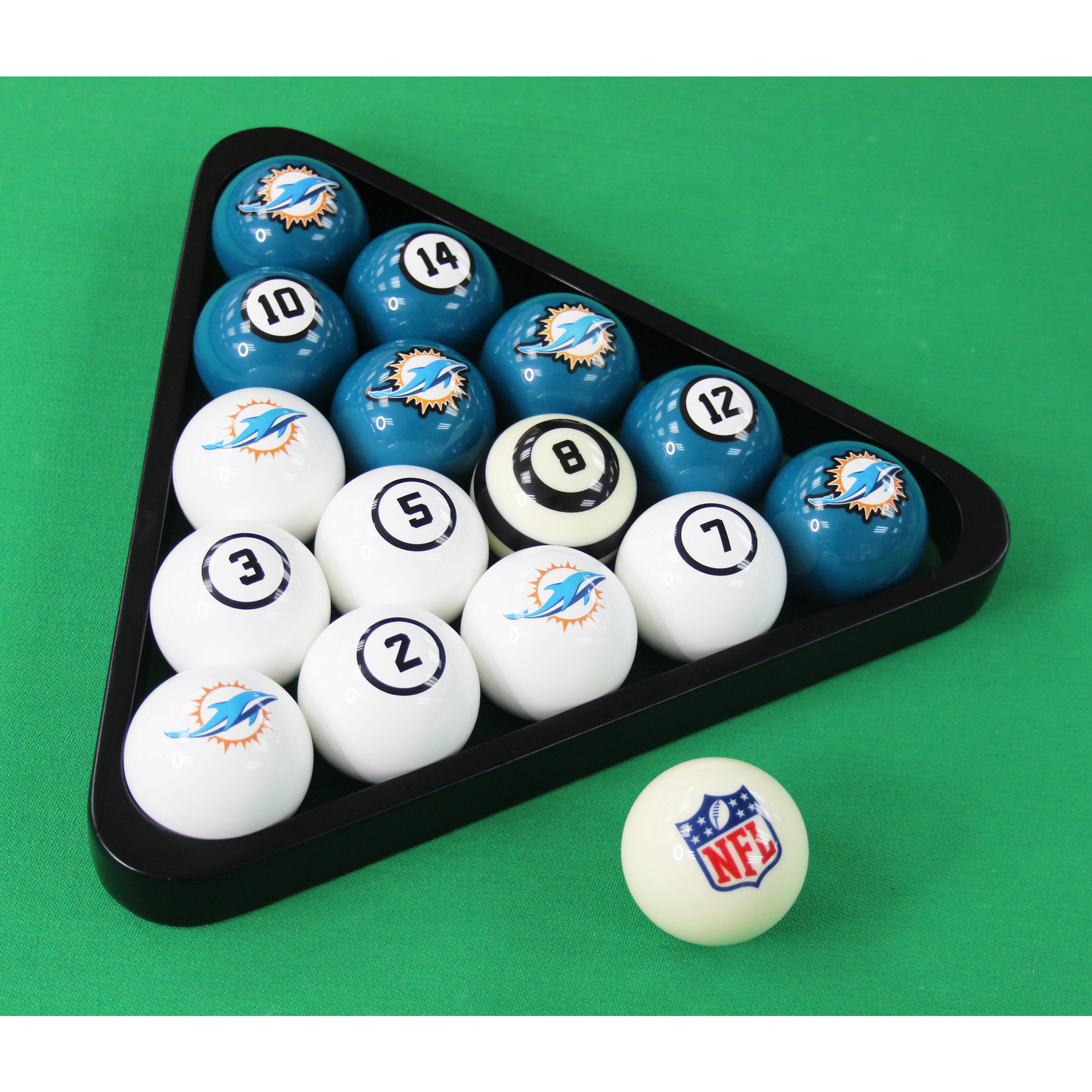 miami dolphins regulation billiard ball set
